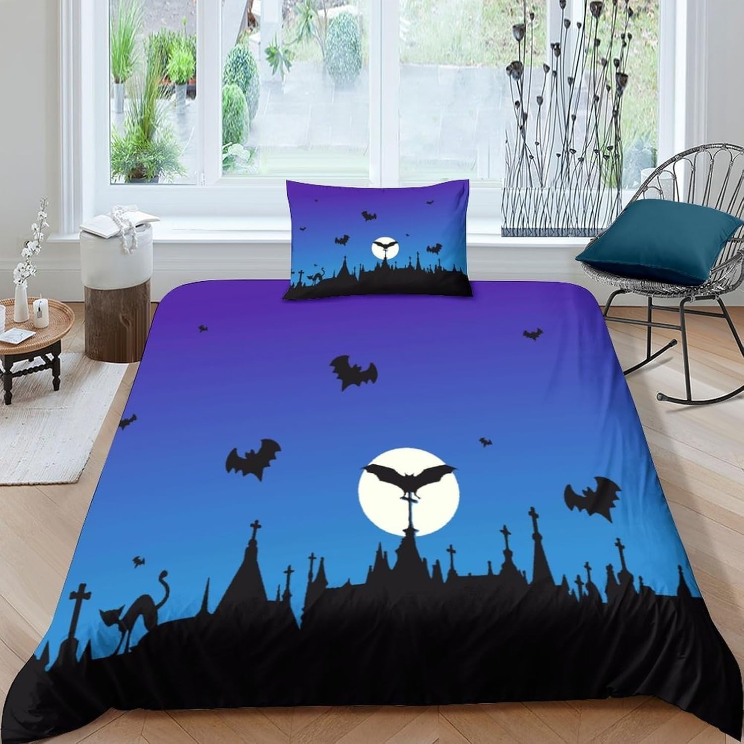 Parure de lit 220x240 en microfibre brossée de qualité supérieure impression 3D Halloween