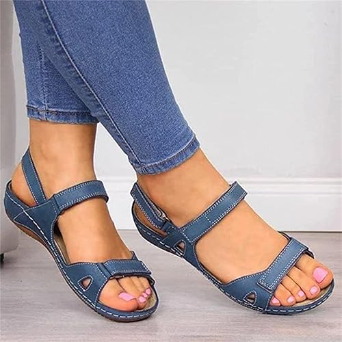 Miniatura 4 de Ladmiple Sandalias cómodas y casuales de verano para mujer, con soporte para el arco, para playa, romana, puntera abierta, sandalias ortopédicas de