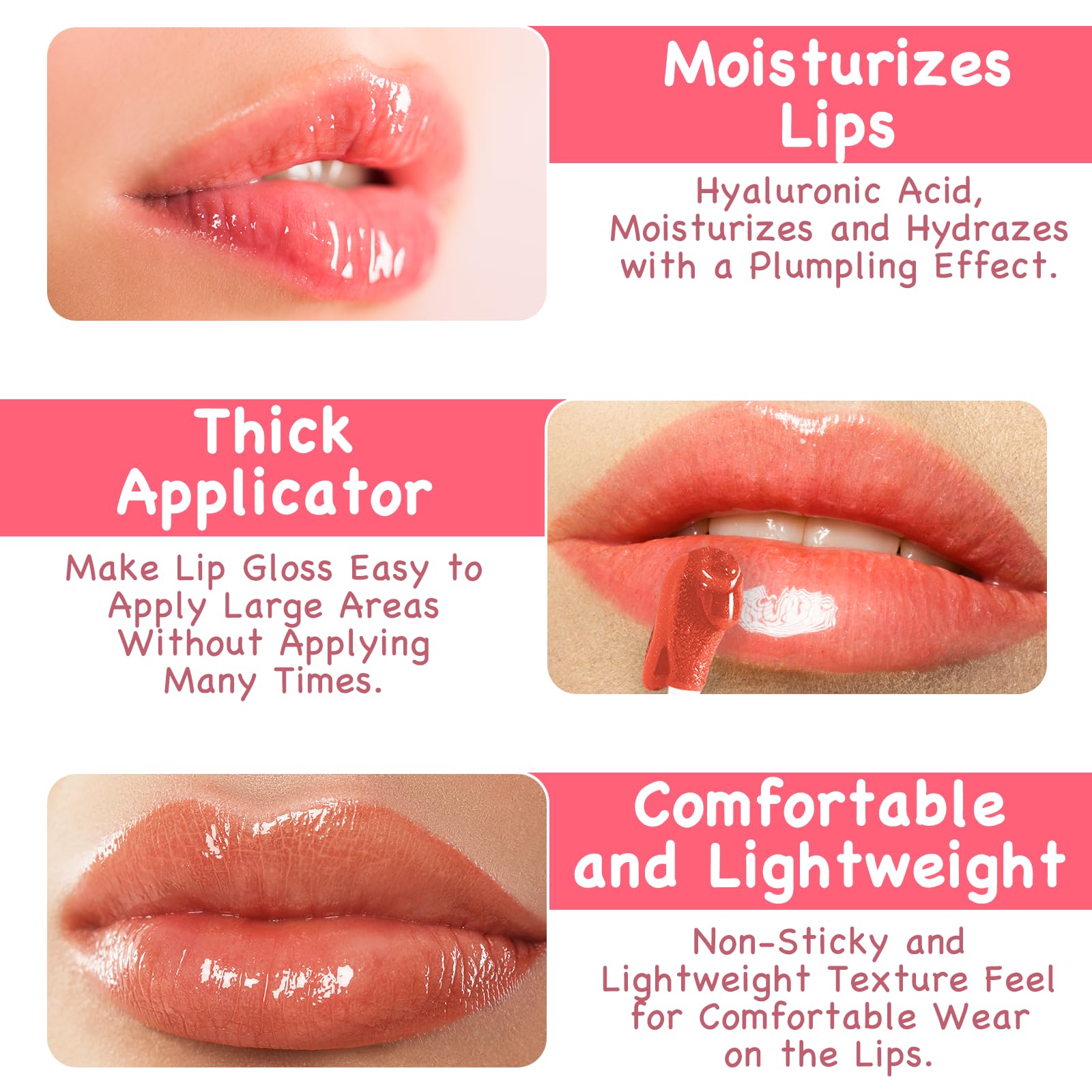 Leogony 3PCS Fat Oil Lip Gloss, Long Lasting Moisturizing Fat Oil Lip Gloss, Glitter Plumping Fat Lip Oil Set - Image 4
