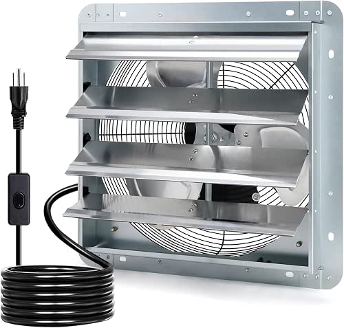 Criditpid 16 Inch Wall Mounted Shutter Exhaust Fan with ON/OFF