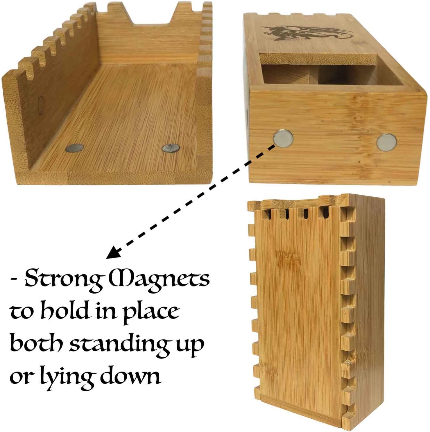 Bamboo Dice Tower | Special Edition Wooden Rolling Case | Perfect for DM's, Mini Games, RPG Players, DND, Dungeons and Dragons | Foldable Handcrafted Wood Die Roller Castle | Collapsible Chest