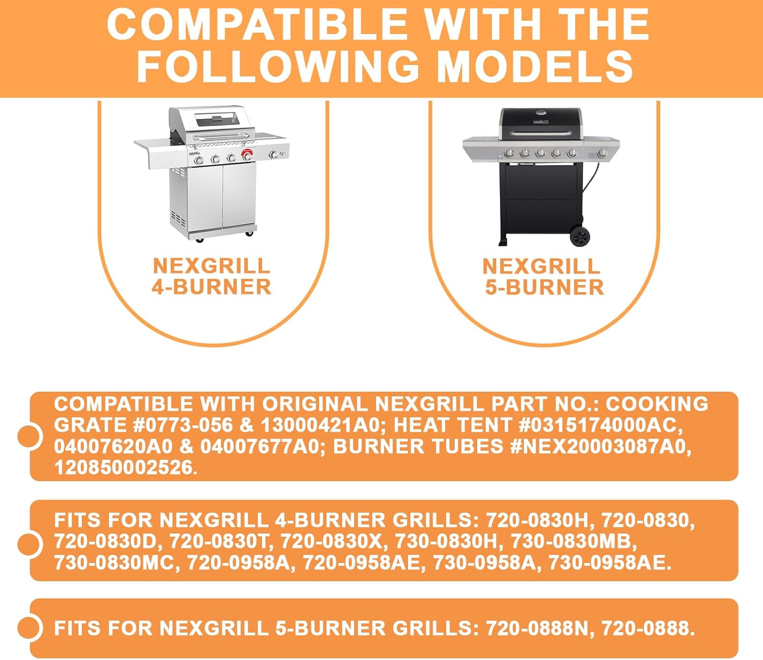 Cast Iron Cooking Grill Grates,Heat Shields, Burners, Ignitors Kit & Grill Igniter Kit for Nexgrill 720-0888 Accessories for Nexgrill Replacement Parts 4/5 Burner Grills