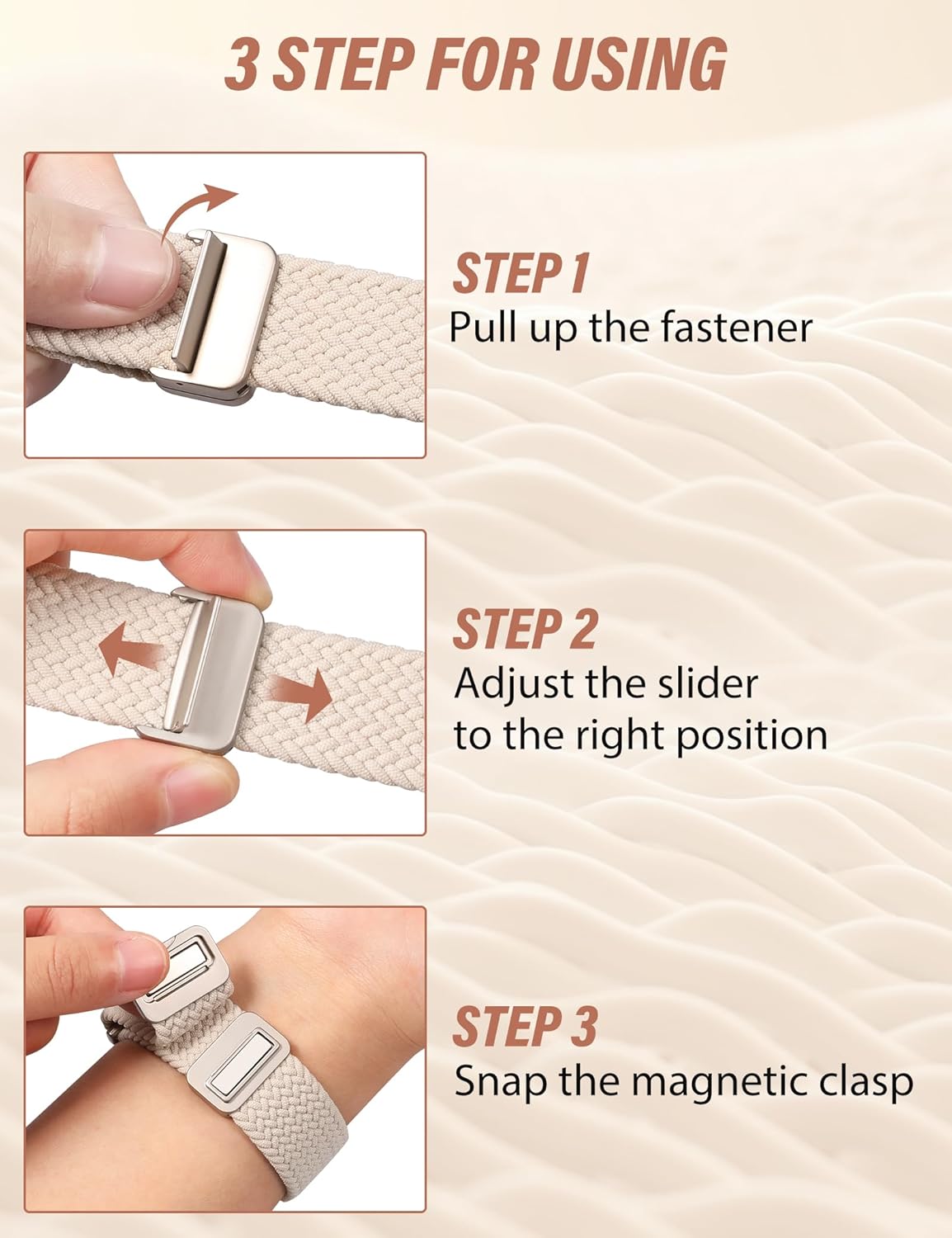 Braided Magnetic Band Compatible with Samsung Galaxy Watch 8 7 6 5 4 FE 40mm 44mm/8 6 Classic/5 Pro/4 Classic/3 41mm/Active 2 Women Men, 20mm Celtic Stretchy Elastic Dressy Nylon Strap, No for Ultra - Image 7