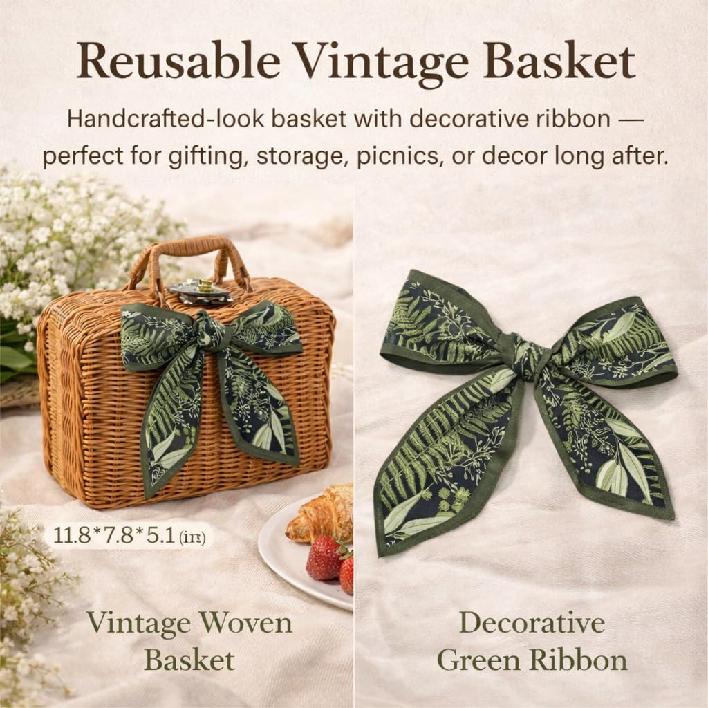 14-Piece Vintage Self-Care Gift Basket for Women – Relaxing Spa Care Package with Blanket, Socks, Glass Tumbler & Accessories, Ready-to-Gift - Image 3