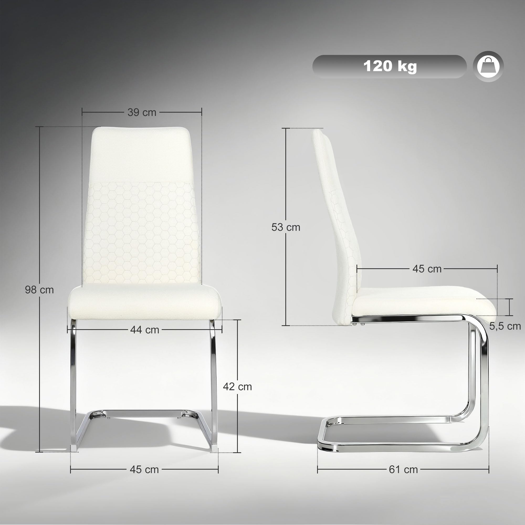 HOMCOM Juego de 4 Sillas de Comedor Asiento y Respaldo Acolchado Crema | Sillas de Cocina, Tapizado en Terciopelo, Patas de Acero, para Oficina, Conferencia, Sala de Estar
