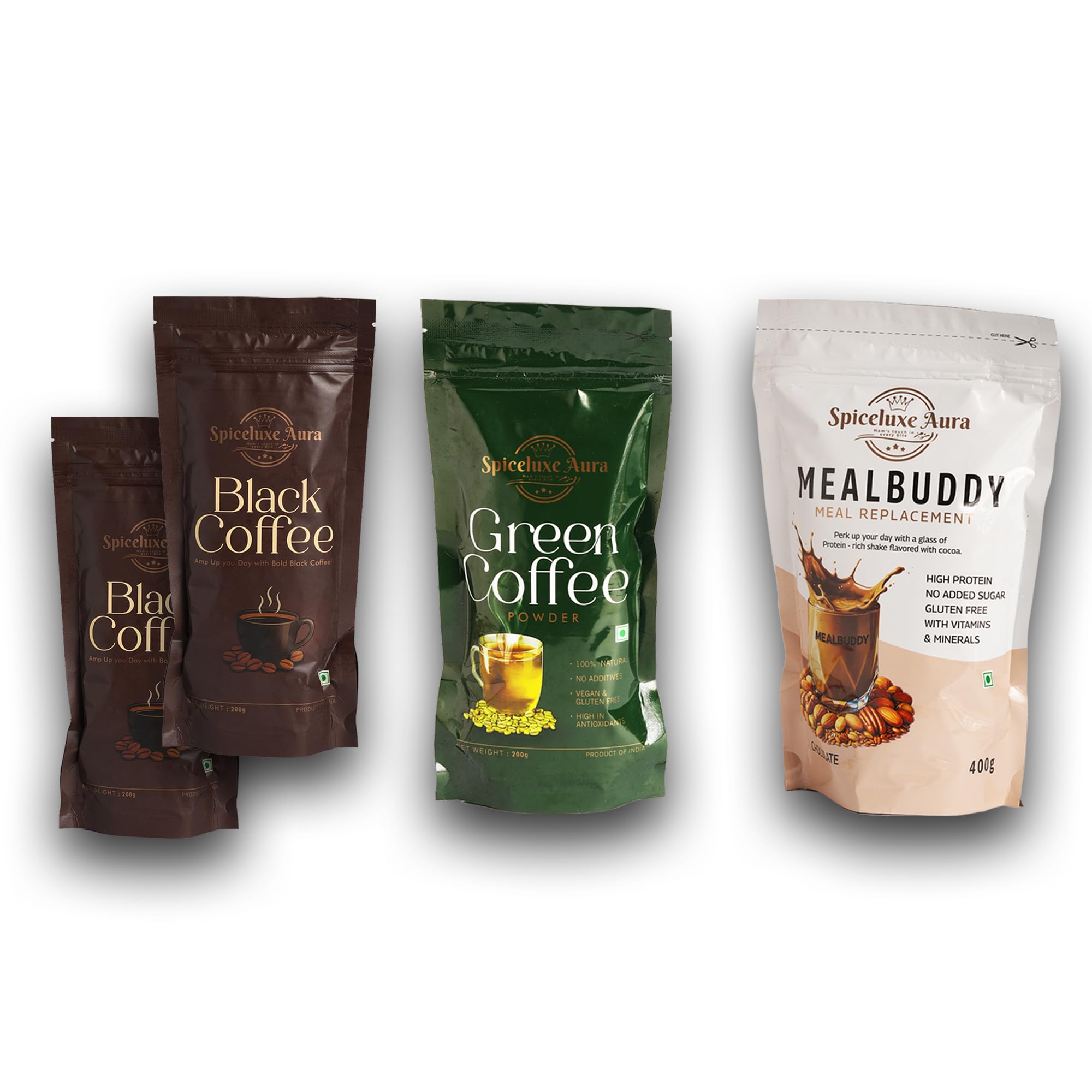 MealBuddy Meal Replacement with Black Coffee and Green Coffee Powder, High Protein, Gluten Free, No Added Sugar, Combo Pack-image-31