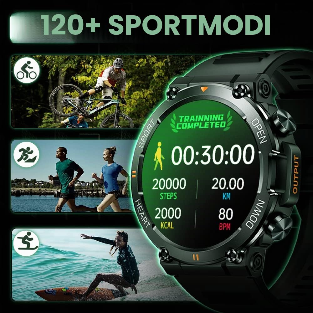 Smartwatch Herren mit Telefonfunktion, 1.39 Zoll 360 * 360HD, Fitness Uhr Männer Musiksteuerung, Herzfrequenz, Schrittzähler, Kalorien usw. Fitness Tracker für Männer iOS Android (Schwarz)