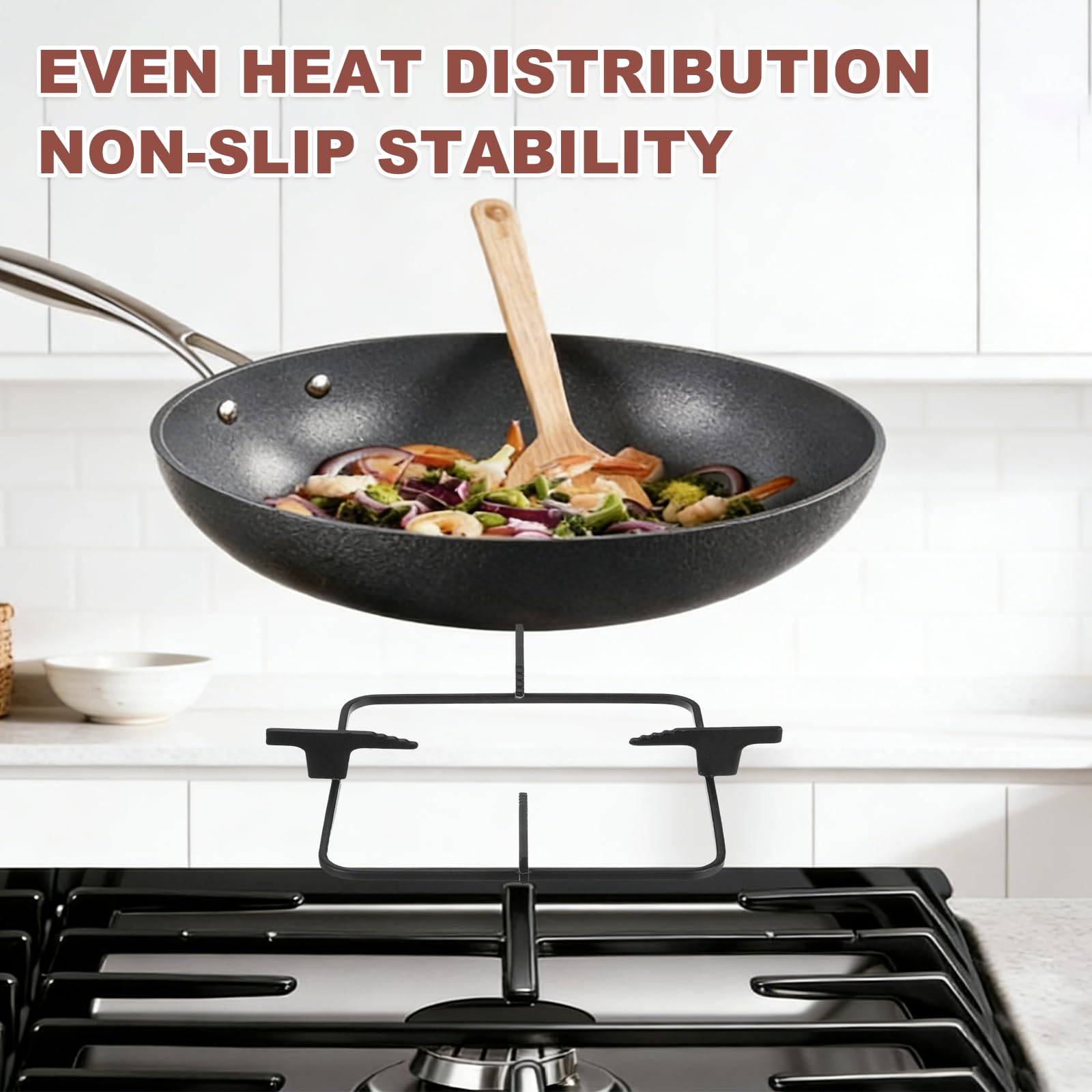 PATIKIL Anillo de wok para estufa de gas, 8.4 x 6.5 pulgadas, soporte cuadrado, accesorios de repuesto para quemador de cocina del hogar, color negro