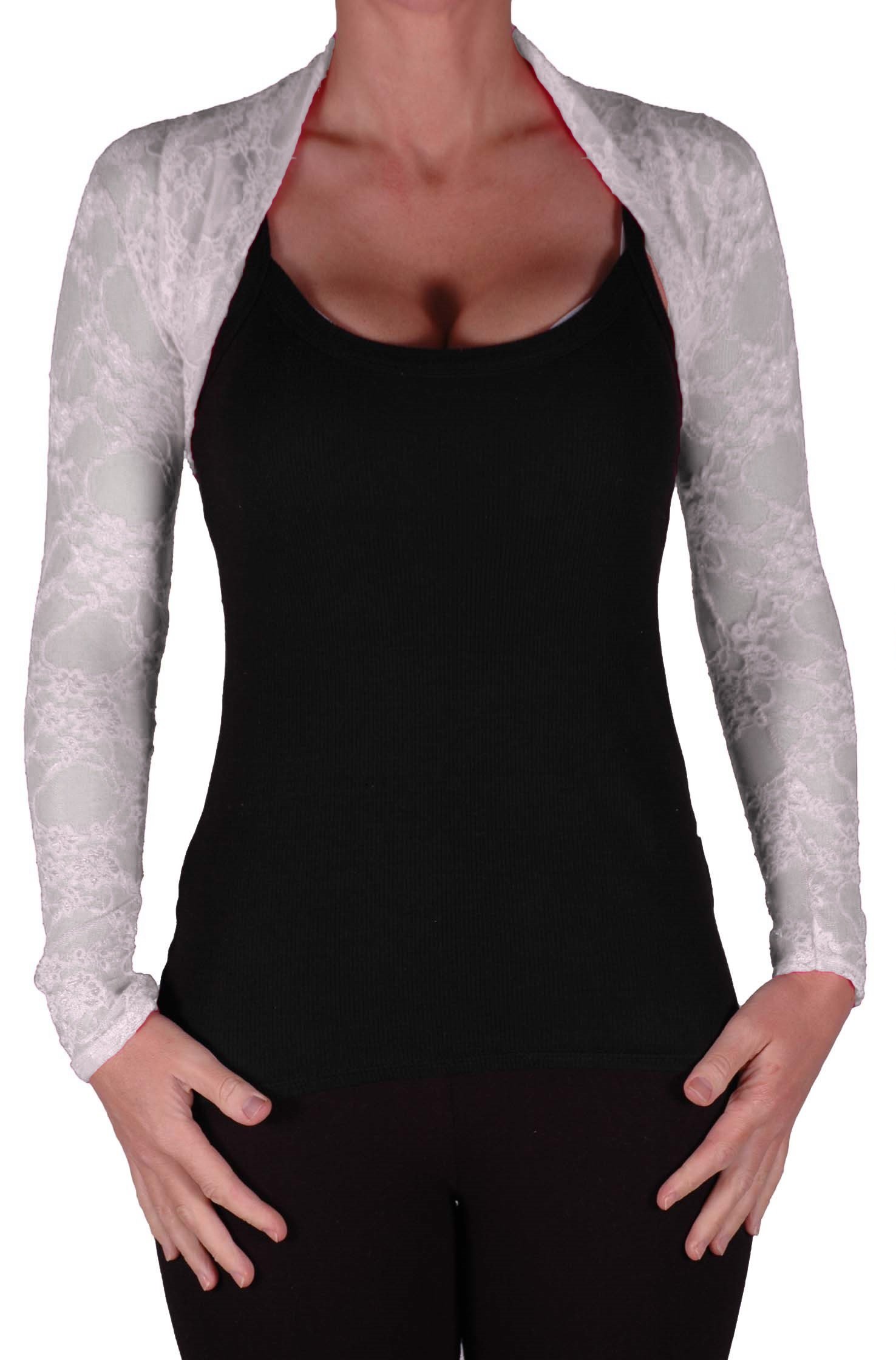 Eye Catch EyeCatchClothing - Mystique Fitted Evening Bolero Lace Shrug One Size White