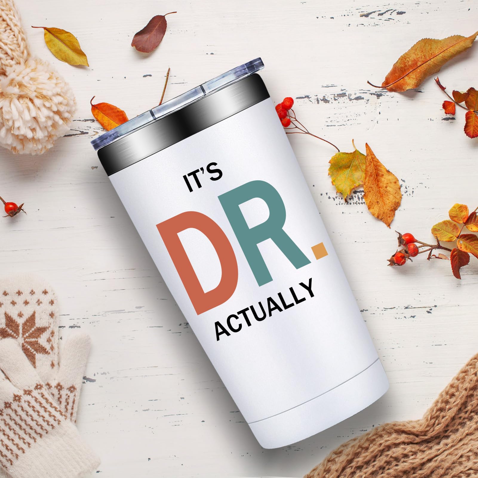Grifarny PhD Graduation Gifts - Ph.D. Gift for Women - Doctors Day Gifts for Women - Doctorate Graduate Gift for Phd, Medical School Student, New Doctor, Physician MD - It's Dr Actually Tumbler 20 oz