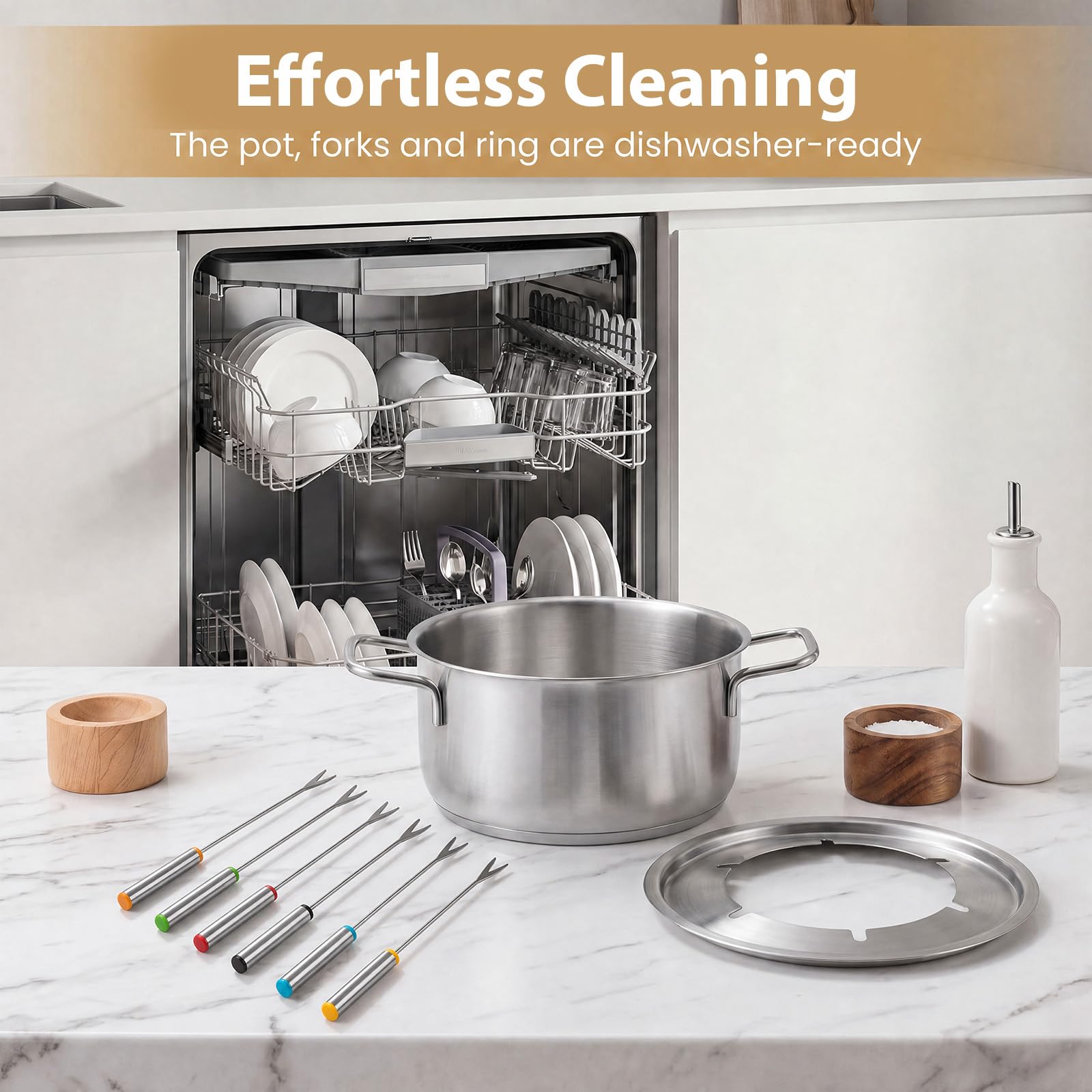 LIFEZEAL - Juego de fondue de 3 l para 6 personas, aparato de fondue eléctrico de 1200 W de acero inoxidable con termostato ajustable, base extraíble y 6 tenedores, para queso, chocolate y caldo