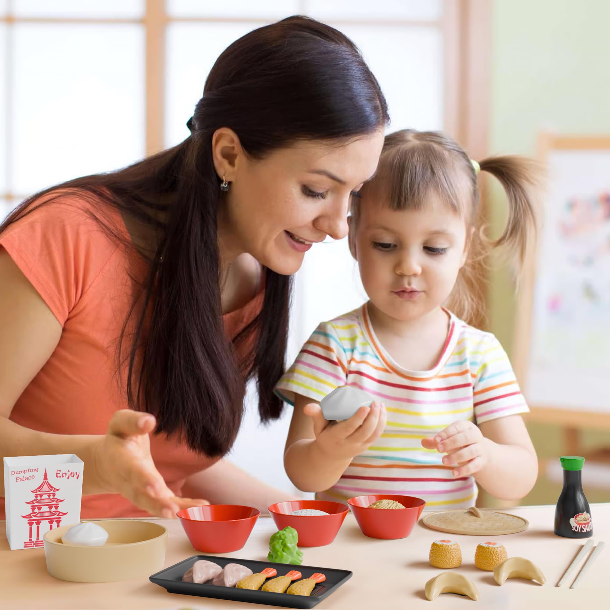 Lollipop Dumpling Palace Chinese Food Playset for Kids – 34-Piece Set for Toddlers 3+, Gourmet Play Kitchen with Realistic Food Items for Creative Play and Learning