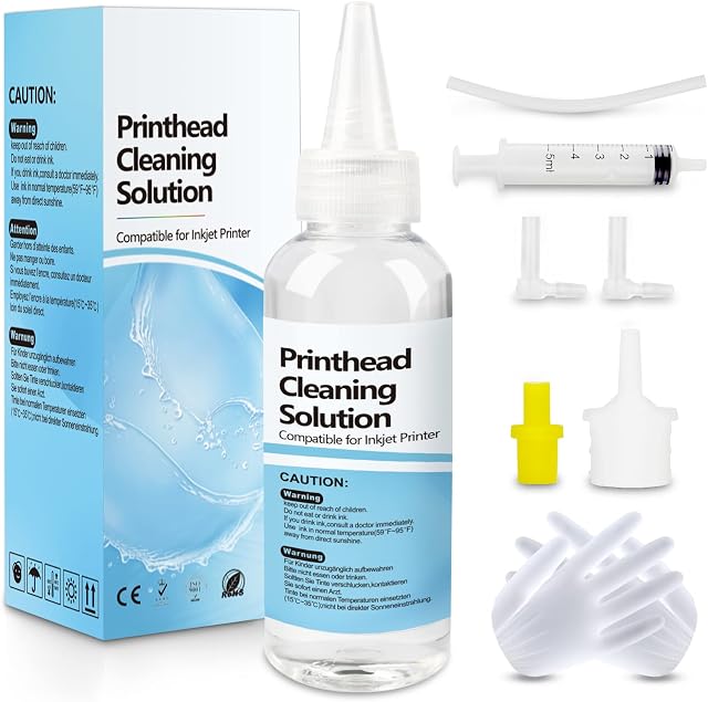 ATONER Printhead Cleaning Kit for HP Canon Brother Inkjet Printers, Printhead Cleaner Kit Work with HP 8610 8620 5520 6520, Epson WF2630 WF2750 WF2835, Printer Head Cleaning Solution 100ML