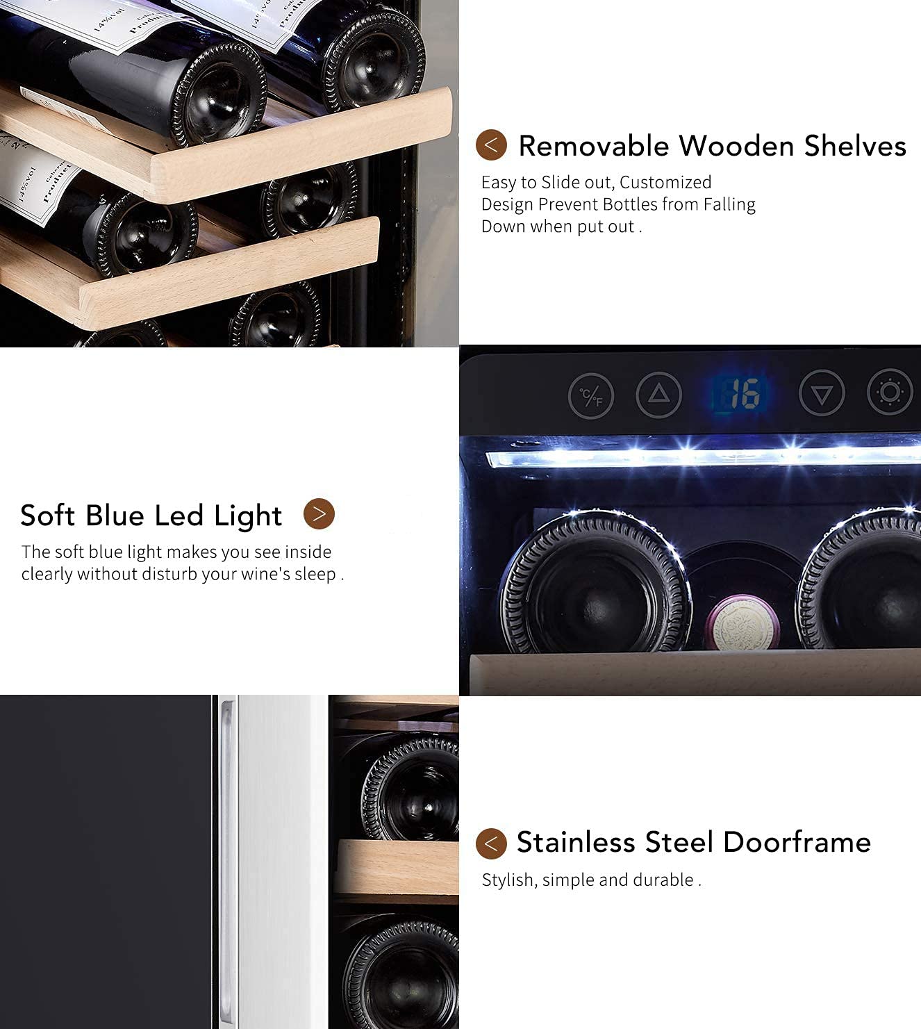 Kalamera Wine fridge,19 Bottle,65L,Freestanding Undercounter Cooler,2