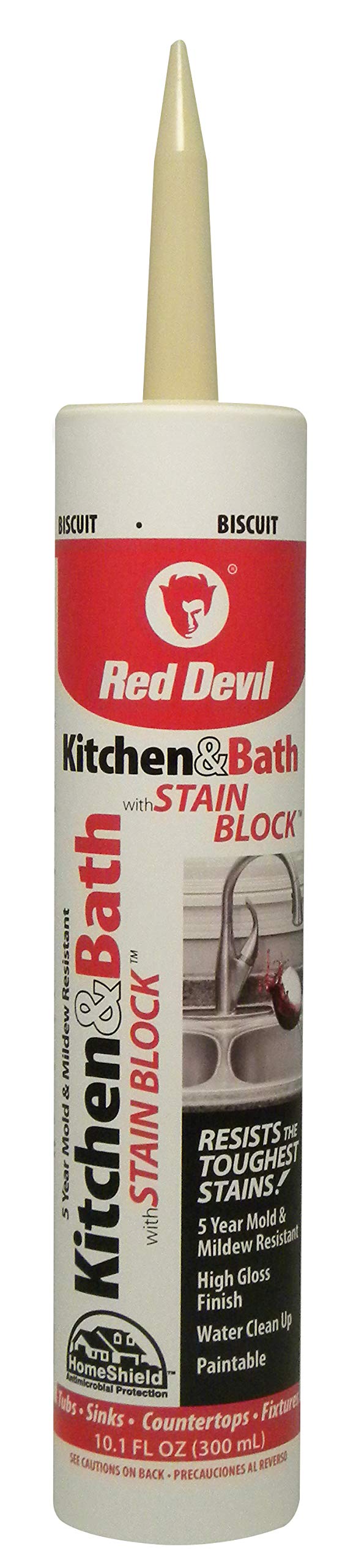 Red Devil 07502212 Kitchen &amp; Bath Stain Block Sealant Squeeze Tube (Biscuit), 10.1 oz, 12 Pack