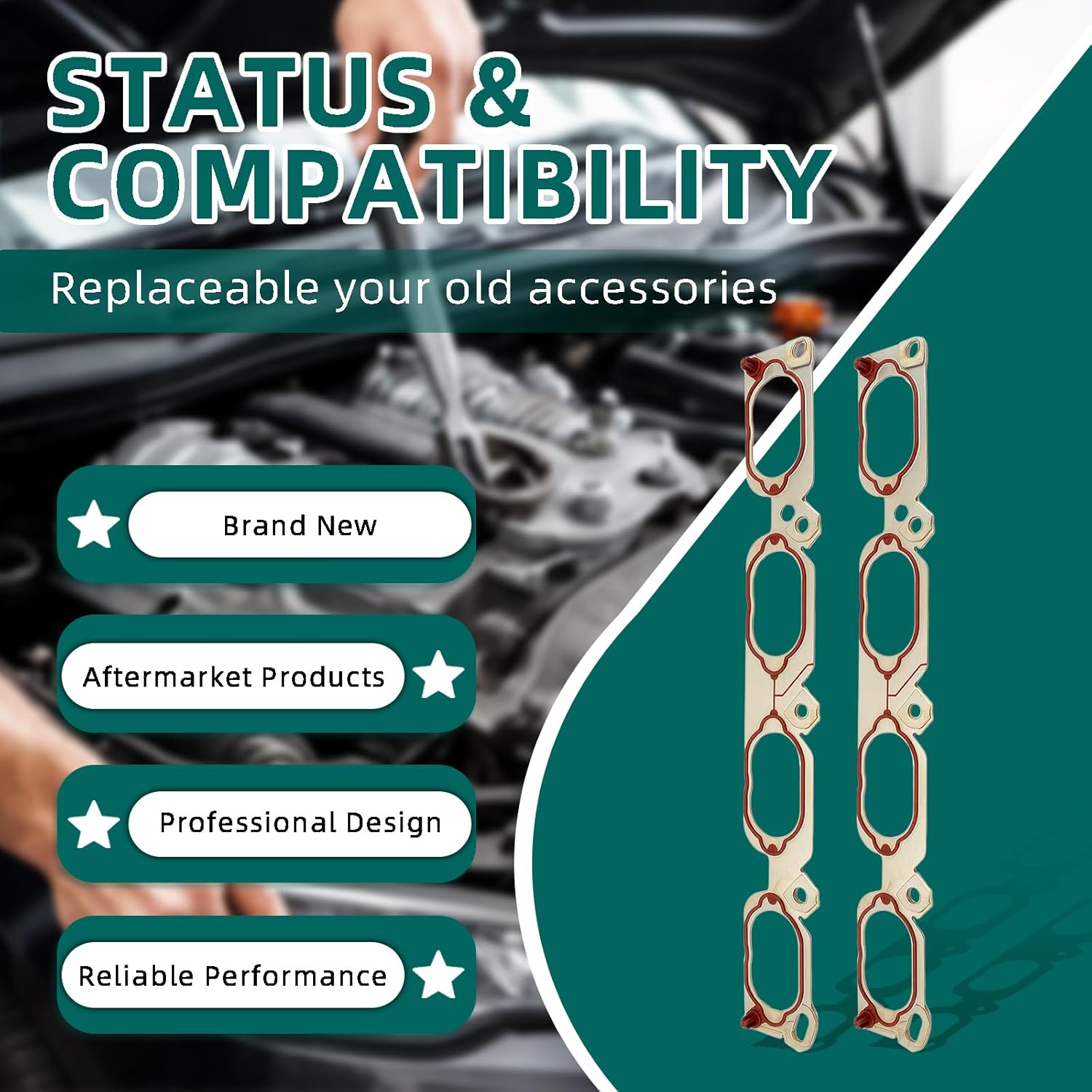 AUTOKAY Intake Manifold Gasket Set of 2 for Audi A6 Q R8 for Volkswagen VW Touareg 079133074B