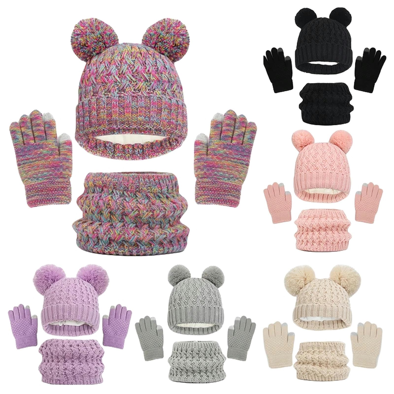 Zonto wintermütze Kinder Winter Hut Handschuhe Schal Set Fleece Warme Schal Dicke Strickmütze Jungen Mädchen Beanie Hut