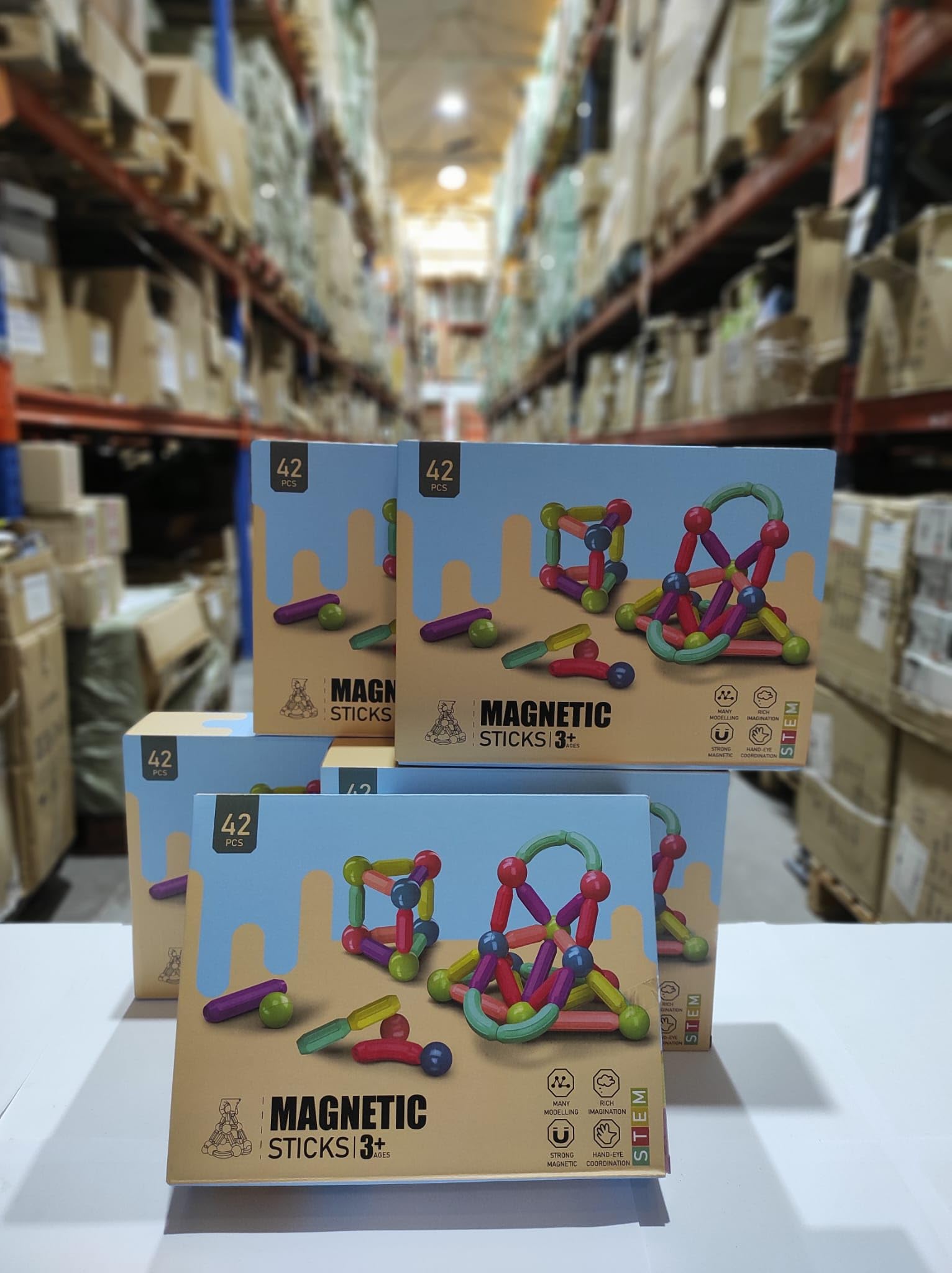 MayMax Juego de Bloques de Construccion Magneticos 42 Piezas - Juguete Educativo Que Estimula Creatividad y Logica, Piezas Grandes de Colores, Facil Montaje