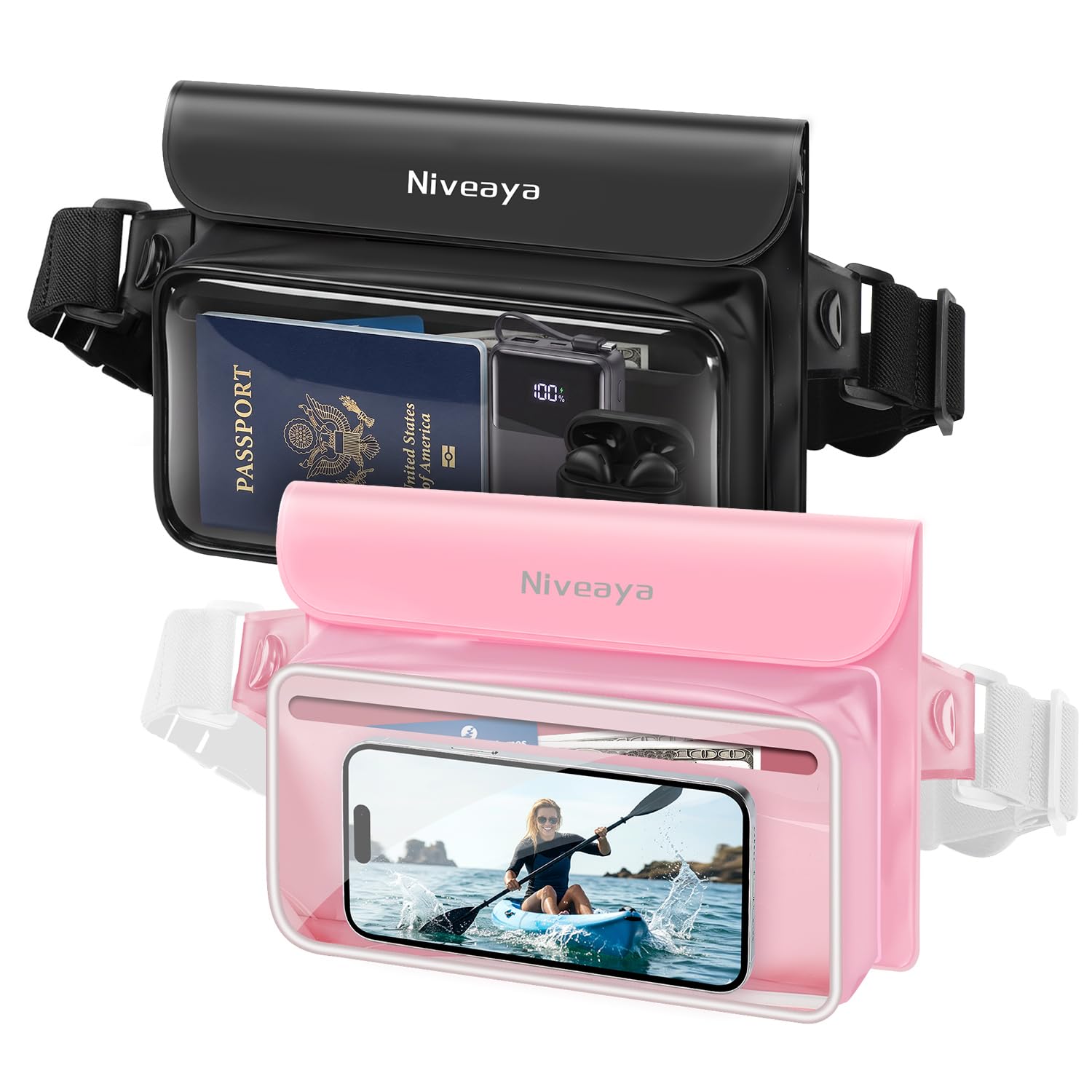 Niveaya IPX8 Waterproof Fanny Pack for Men Women, Large Capacity Touch Screen Dry Bag for Kayaking, Paddle Boarding, Waterpark & Swimming Essentials, Adjustable Waist Strap Pouch for Cell Phone — image 1