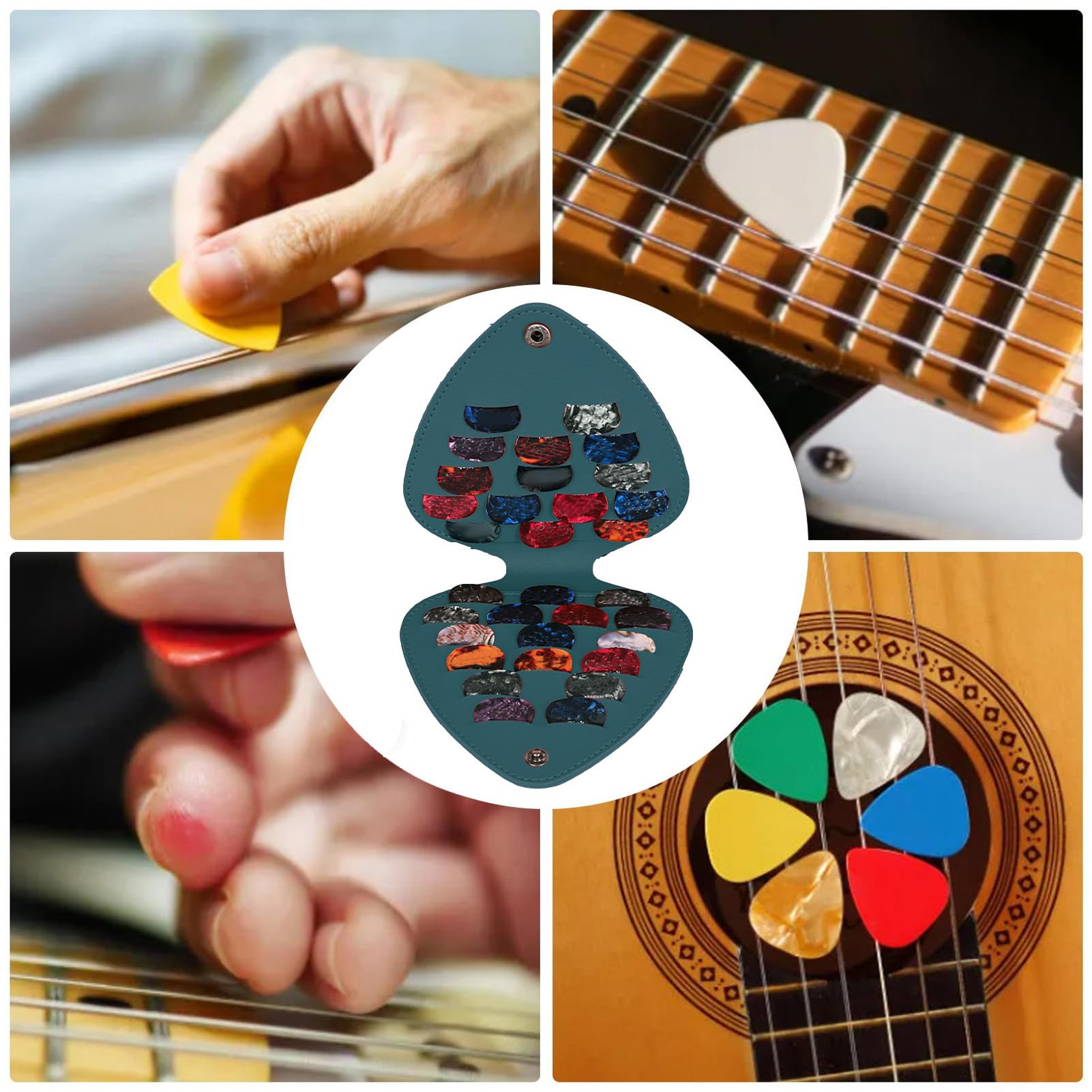 Generisch Etui na gitarę, uchwyt na picki basowe, torba do przechowywania różnych rodzajów picków, przenośna torba na kostki gitarowe, ze skóry PU, pudełko do przechowywania gitar akustycznych