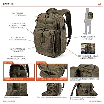 5.11 TACTICALのRUSH12 2.0（24L） 5.11 RUSH12 2.0 Backpack â€“ 24L Tactical Pack | Canada