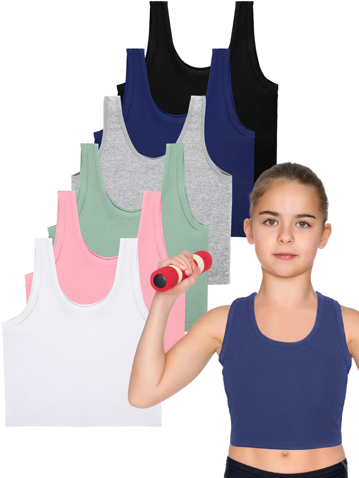 Bencailor 6 Pcs Girls Crop Top Cropped Tank Tops Camisole Sleeveless Dance Top