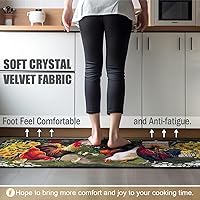 Vista 29 de Alfombras de Cocina Marrón, Alfombras de Microfibra Antideslizantes y Lavables para el Piso de la Cocina, Juego de 2 Piezas de Alfombras Decorativas