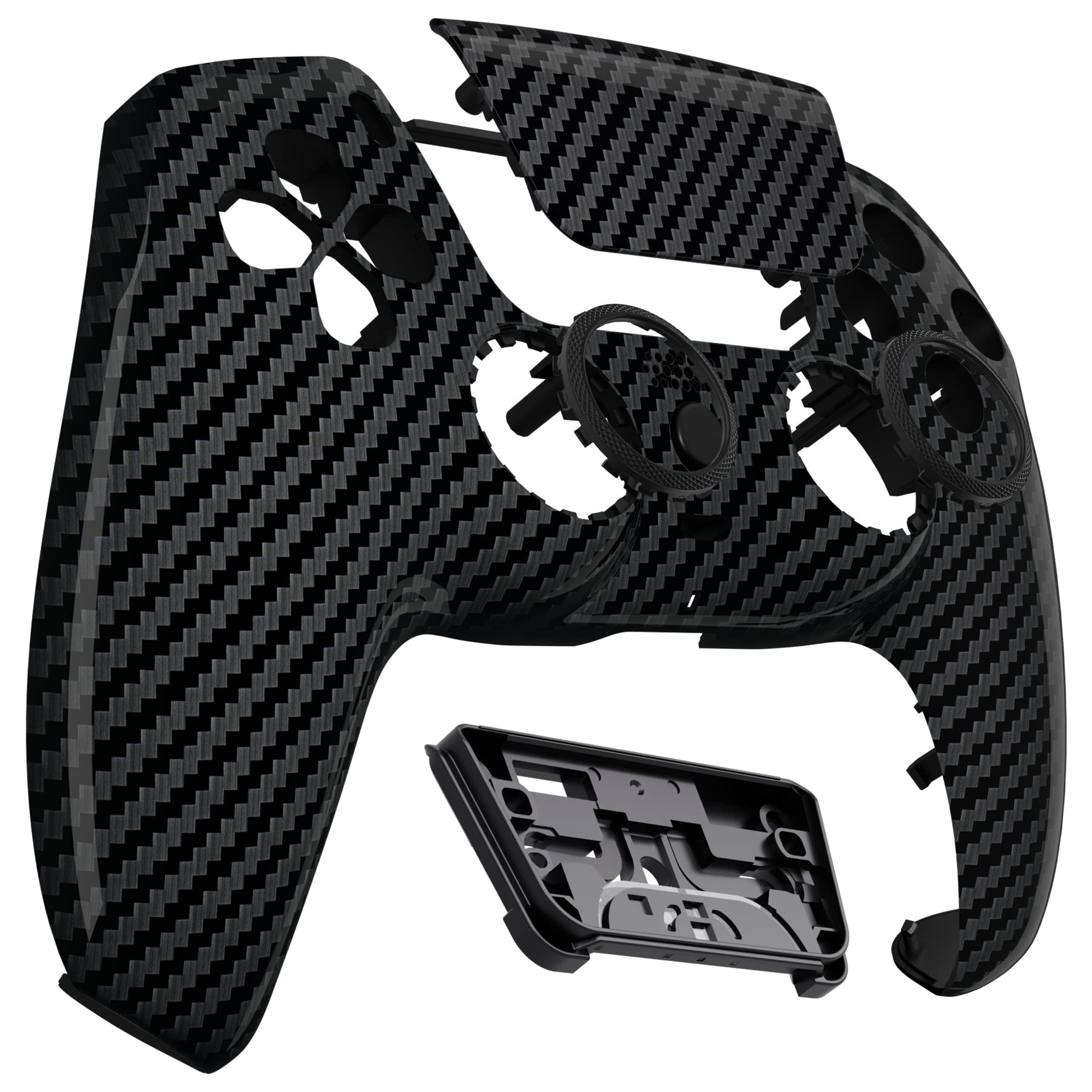 eXtremeRate Luna Redesigned Graphite Carbon Fiber Front Shell Touchpad Compatible with ps5 Controller BDM-010 020 030 040 050, Replacement Custom Touch Pad Cover Compatible with ps5 Controller - 4
