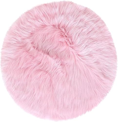 Miniatura 10 de NINGDAN 2 alfombras redondas de piel de oveja sintética de 12 pulgadas, esponjosas, para sala de estar, tamaño pequeño, para fotografiar el fondo de