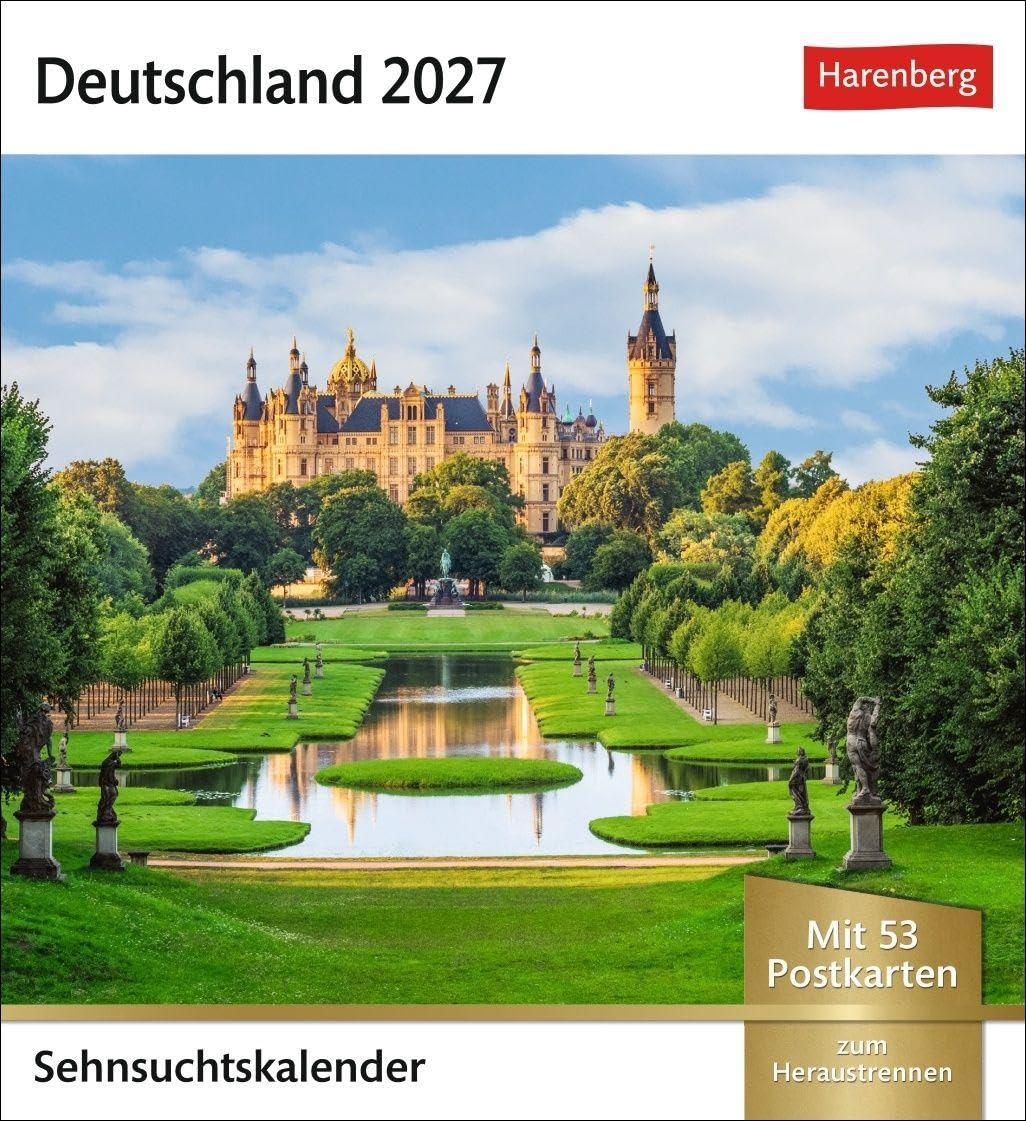 Deutschland Sehnsuchtskalender 2027 - Wochenkalender mit 53 Postkarten: Reise-Kalender mit 53 hochwertigen Postkarten der schönsten Plätze Deutschlands. Postkartenkalender 2027. 16 x 17,5 cm