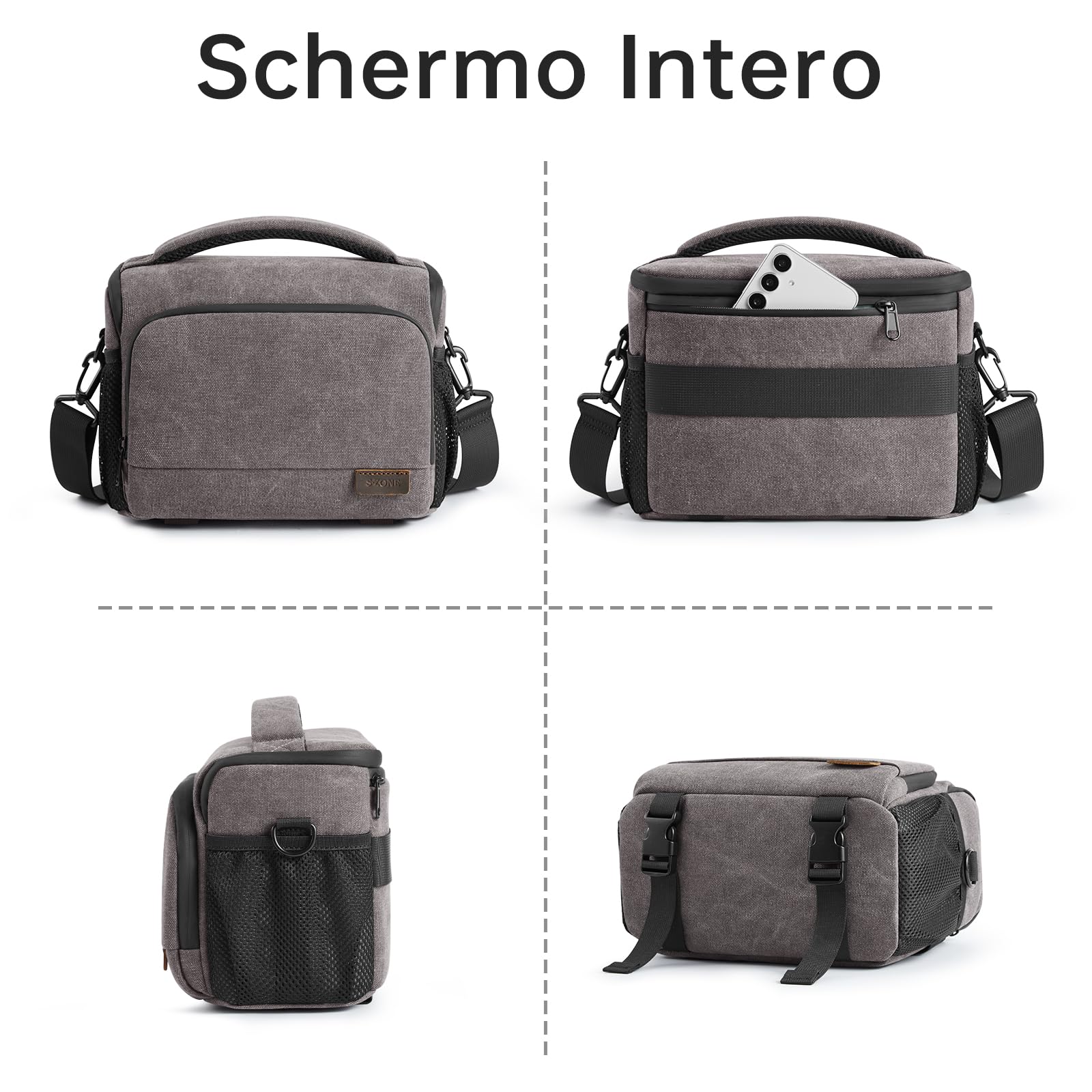 S-ZONE DSLR SLR Borsa Fotografica Tela Impermeabile borsa per Fotocamera Borsa per Spalla con Treppiede Tracolla per Obiettivi Accessori per Fotografia All'aperto