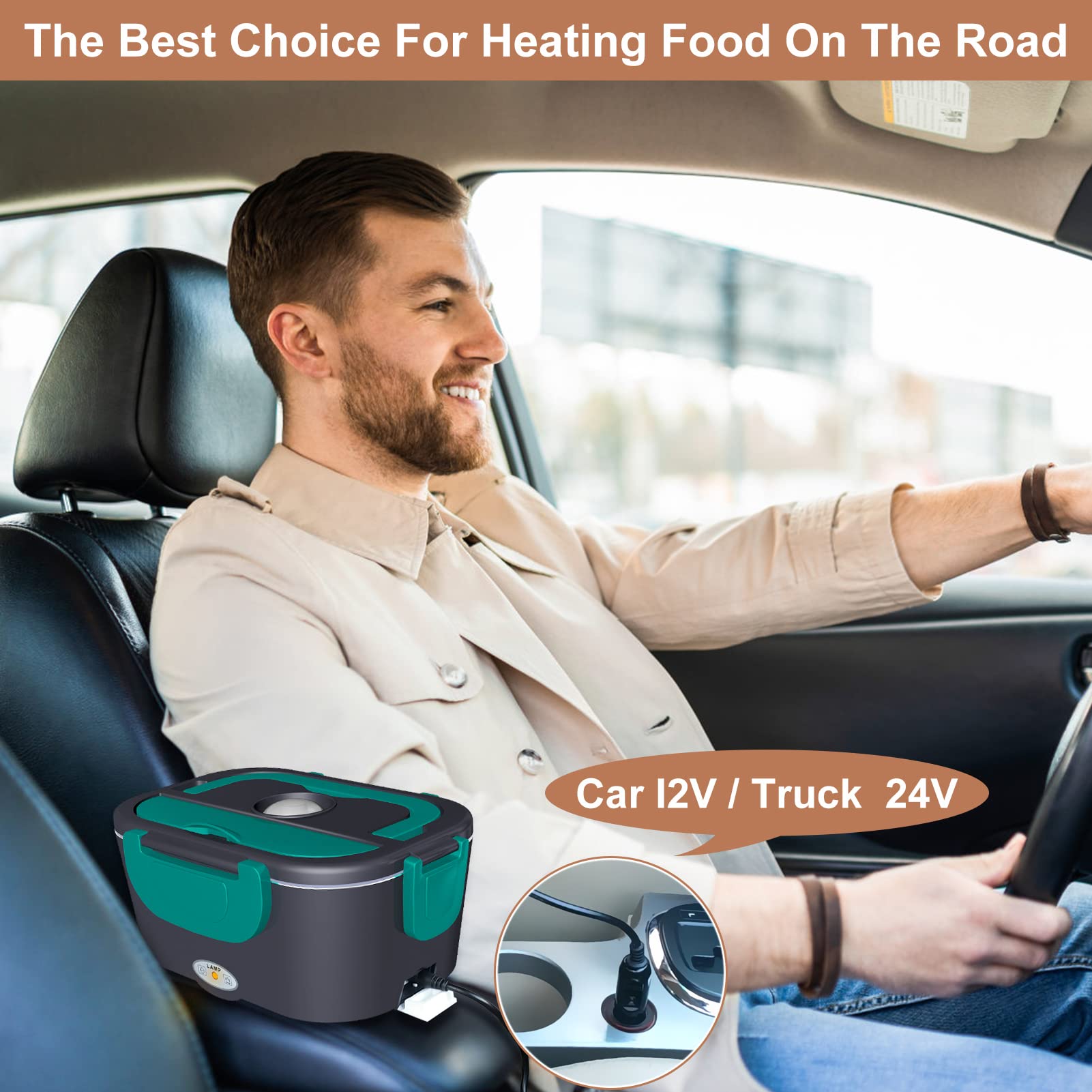 [Faster] Electric Lunch Box, Upgraded 60W Highpower Food Warmer,12V