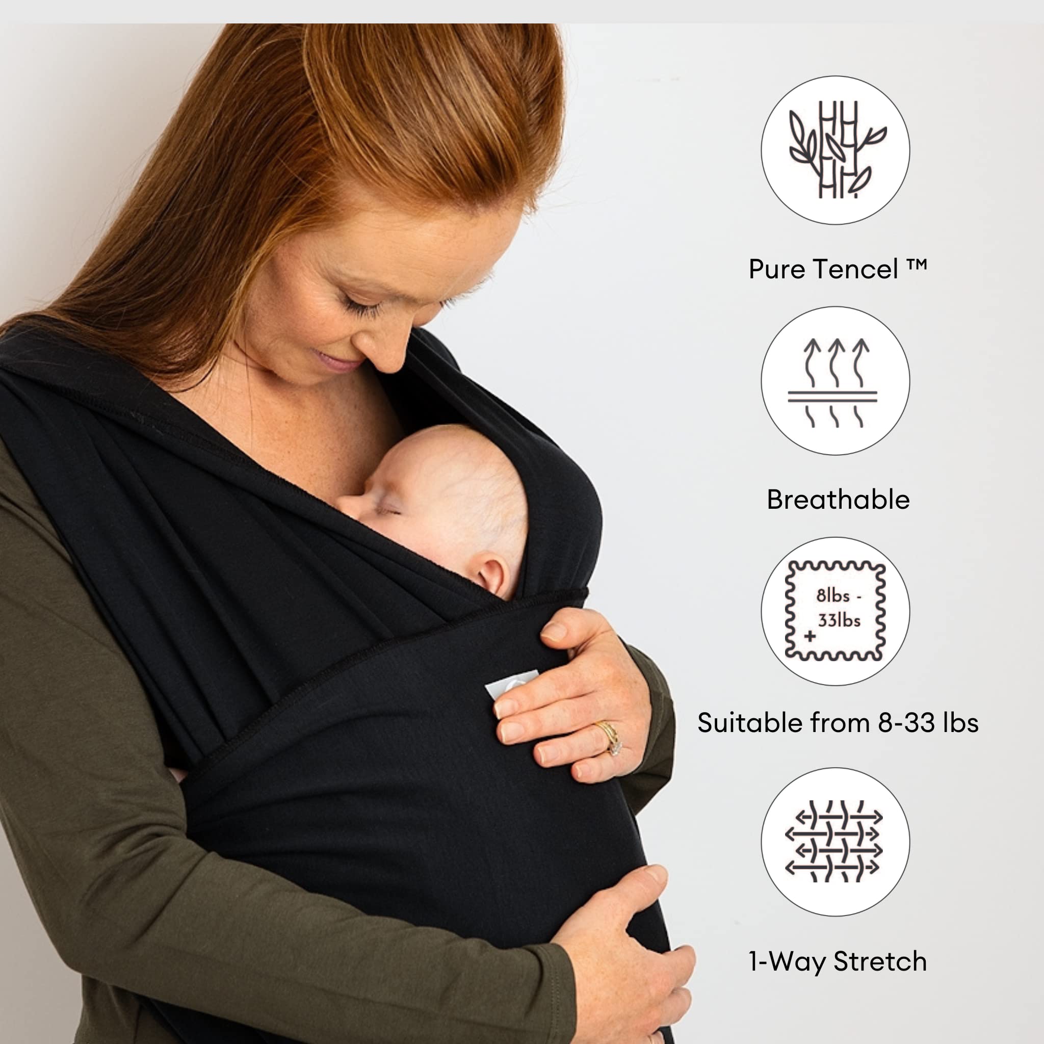 Envoltura elástica para bebé Pure Tencel™ Ébano
