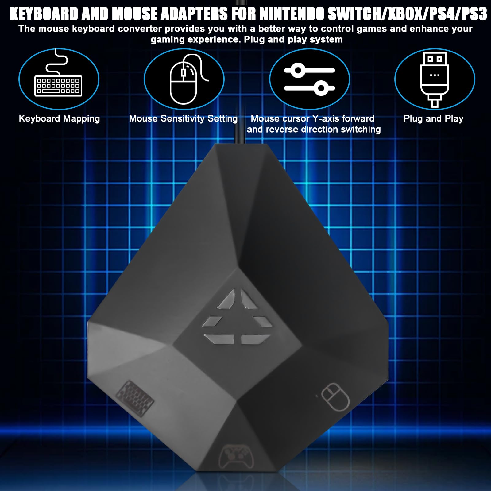 GAOUTO Tastatur und Maus konverter für N-Switch, 1 Typ-C und 3 Micro-USB, Adapter Maus Tastatur für PS4/PS3/XBOX ONE/360, Kabelgebundener Tastatu r- und Mausadapter