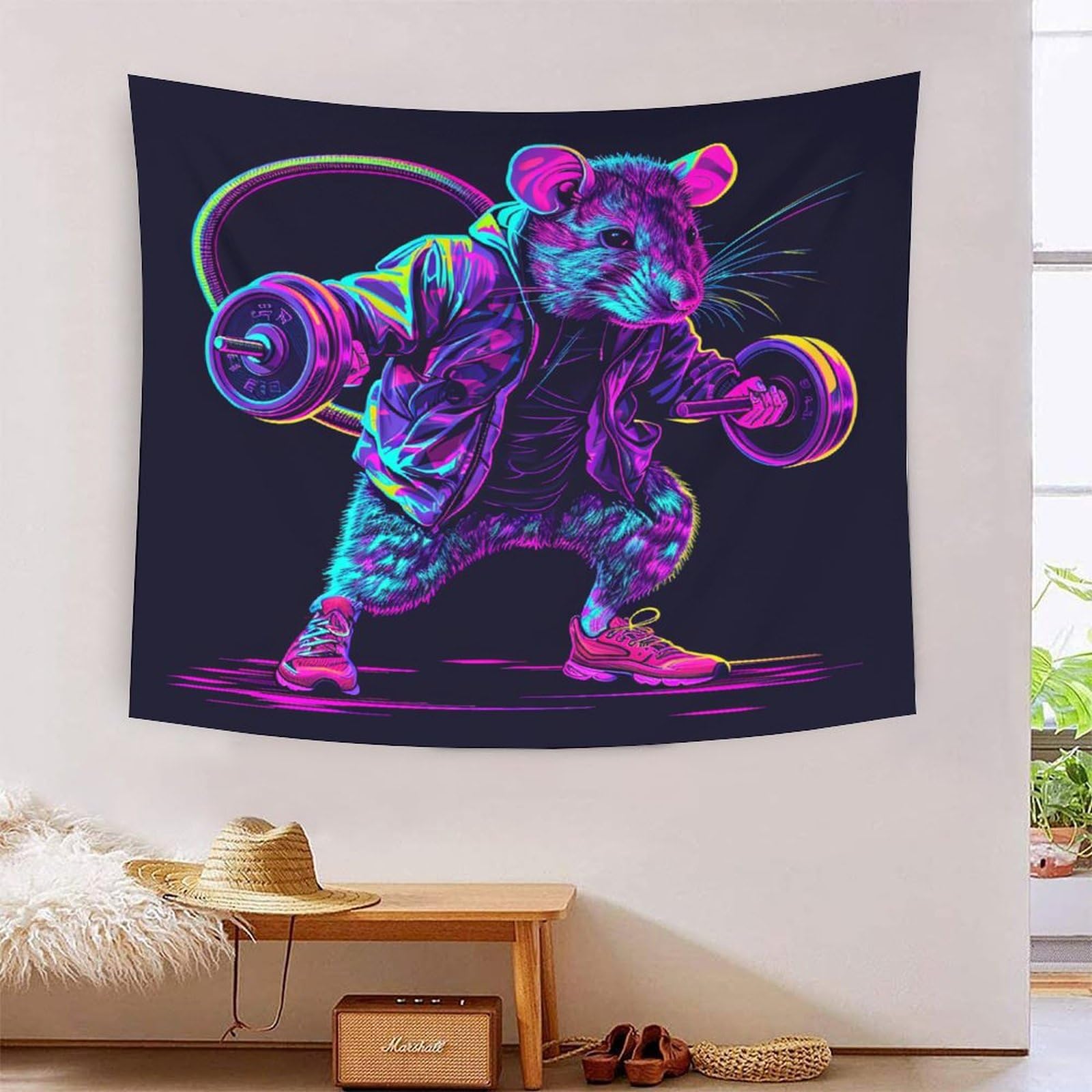 GAOYUCHUN Gym Rat Tapestry Wall Hanging 3D Print Bedding Tapestry Décor for Living Room Bedroom & Dorm 130cmx150cm