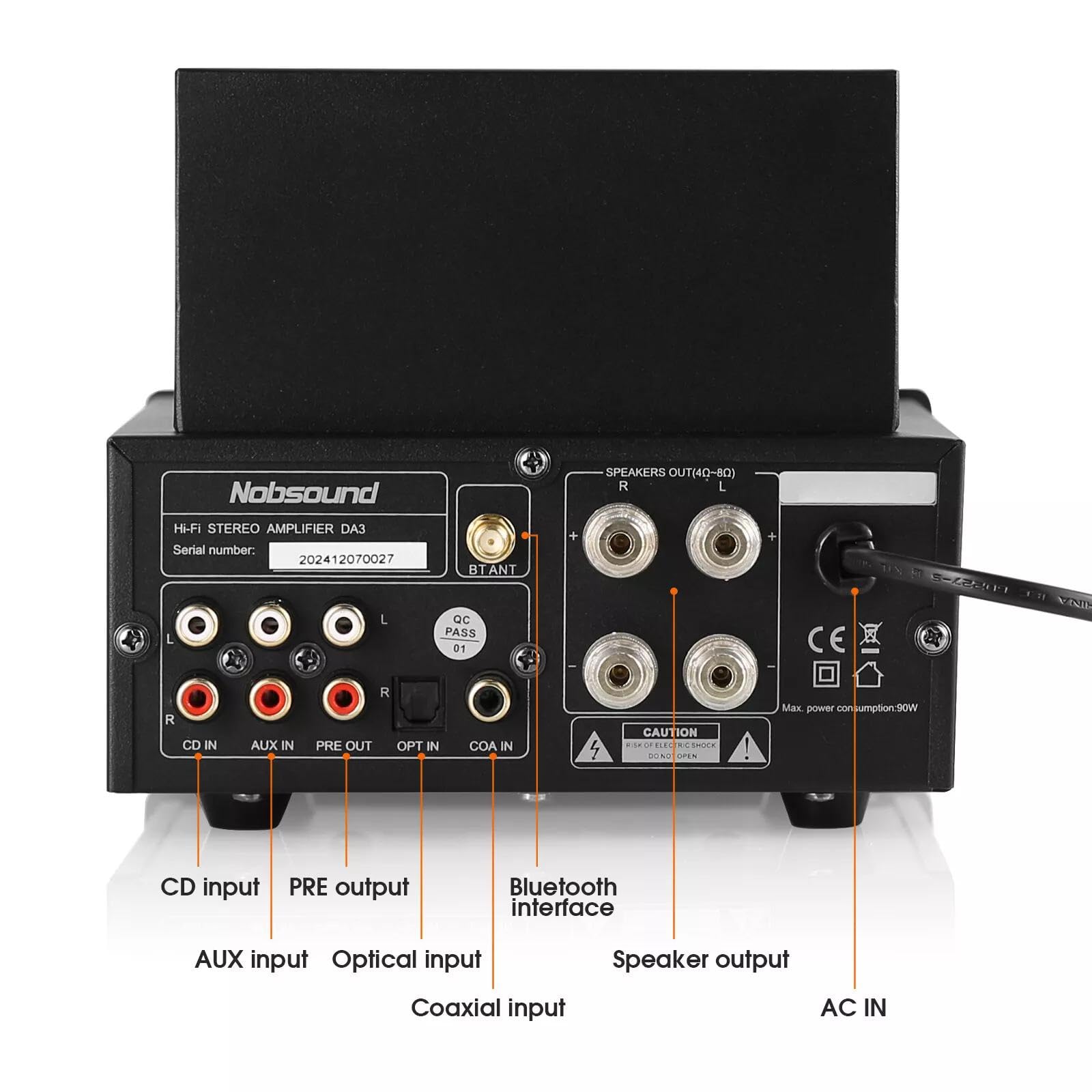 Nobsound wzmacniacz lampowy HiFi, odbiornik Bluetooth, adapter koncentryczny/optyczny, odtwarzacz U-Disk, wzmacniacz audio do głośników pasywnych/PC/TV