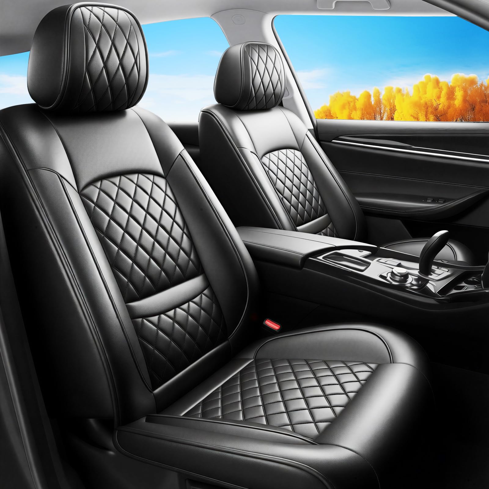 Fit for CRV Seat Covers Compatible with Honda CRV 2012-2016 - Waterproof Breathable Leather Automotive Seat Cushions Protector,Airbag Compatible,Full Set 5 Seats(Black)