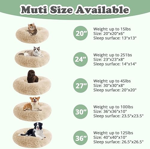 Miniatura 5 de JOLLYVOGUE - Cama para perros y gatos, cama relajante y antiestrés para mascotas y perros pequeños, cojín esponjoso en forma de dona para mascotas