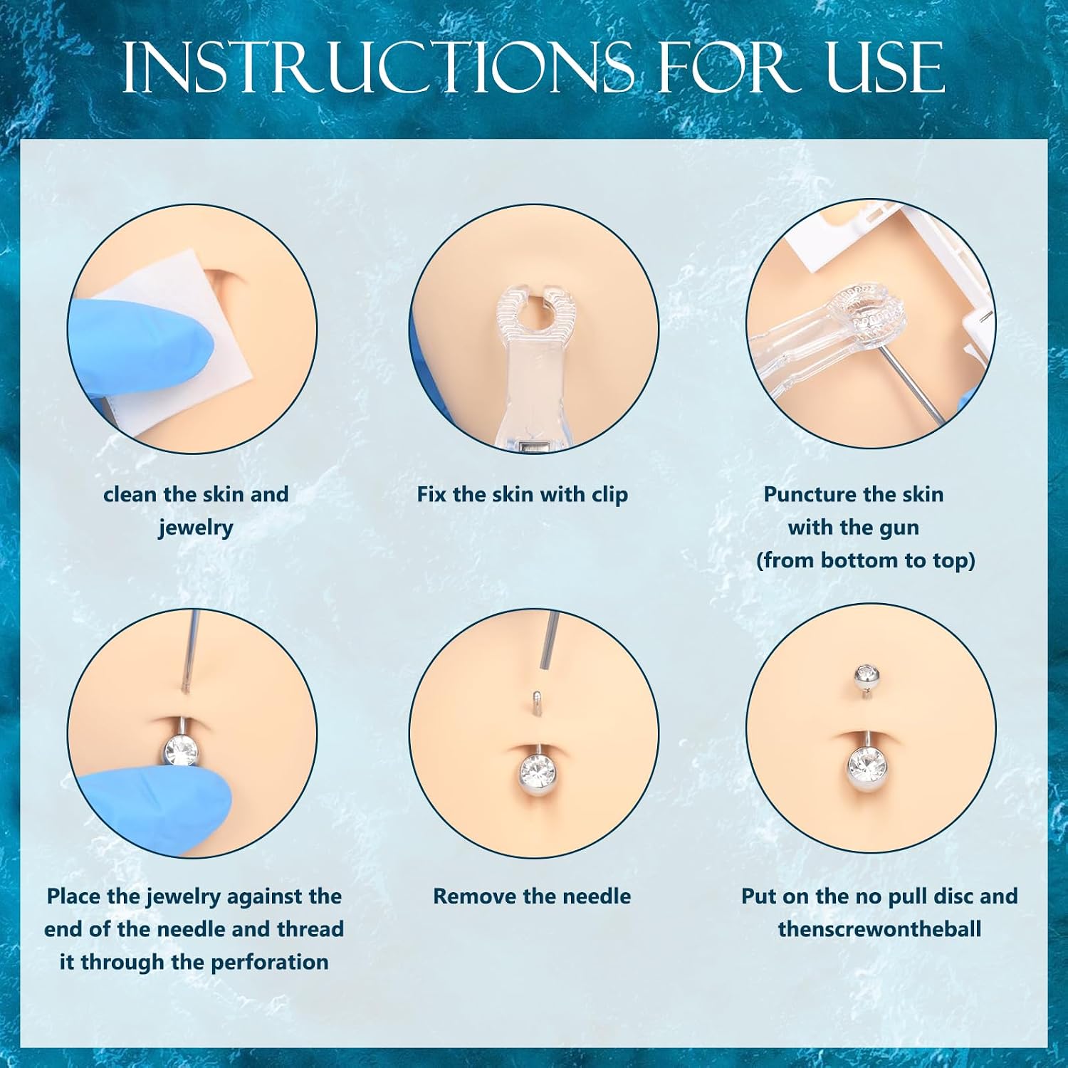 AceFun 13G Belly Button Piercing Gun Kit Belly Piercing Gun with 3 Pieces Comfort Fit Navel Belly Button Rings Piercing Taper clamp Disposable Tools & Friendly Accessories at Home