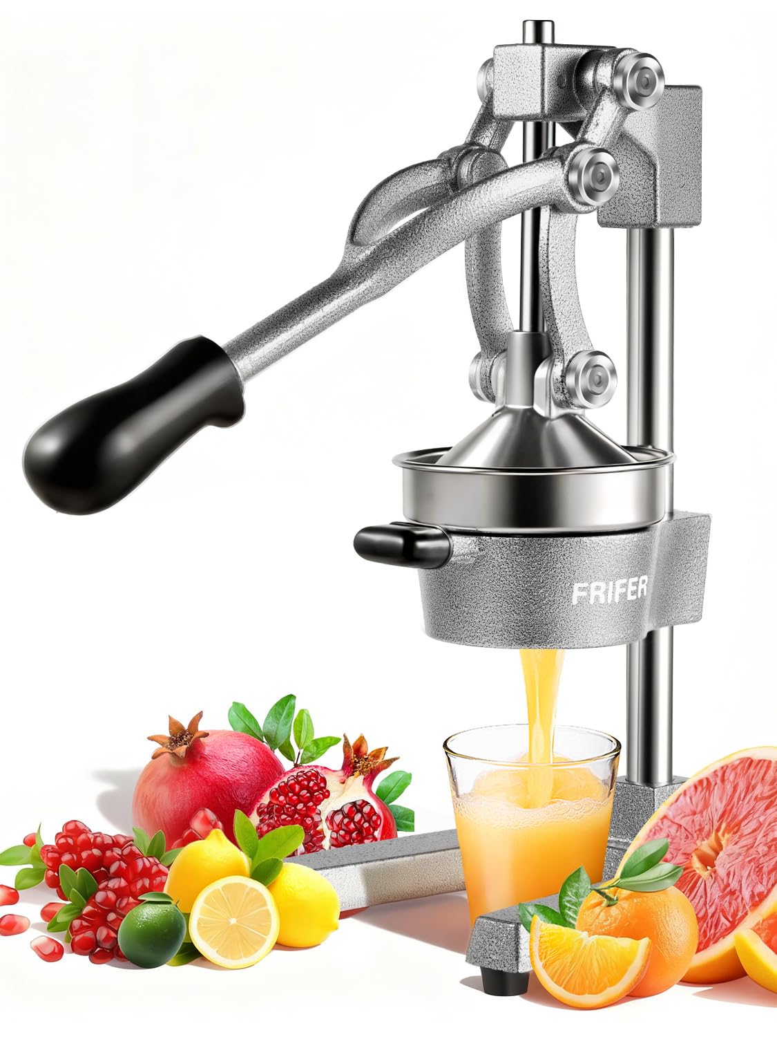 Manuelle Saftpresse aus Edelstahl Hand Saftpresse Zitruspresse Orangenpresse Zitronenpresse Obstpresse Fruchtpresse mit Hebel Hand Entsafter für Granatäpfel,Grapefruits (Light Gray)
