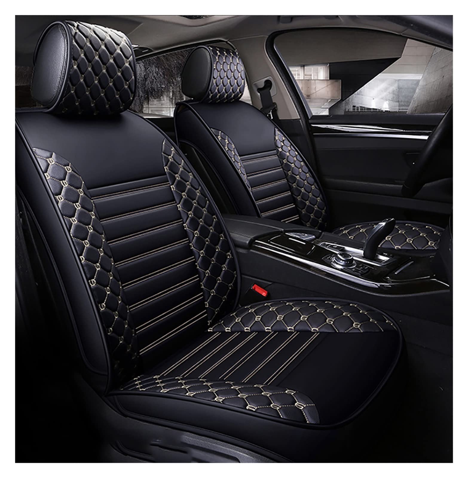 Housse siège voiture en cuir luxe noir et blanc pour Toyota Corolla et Camry 40 50