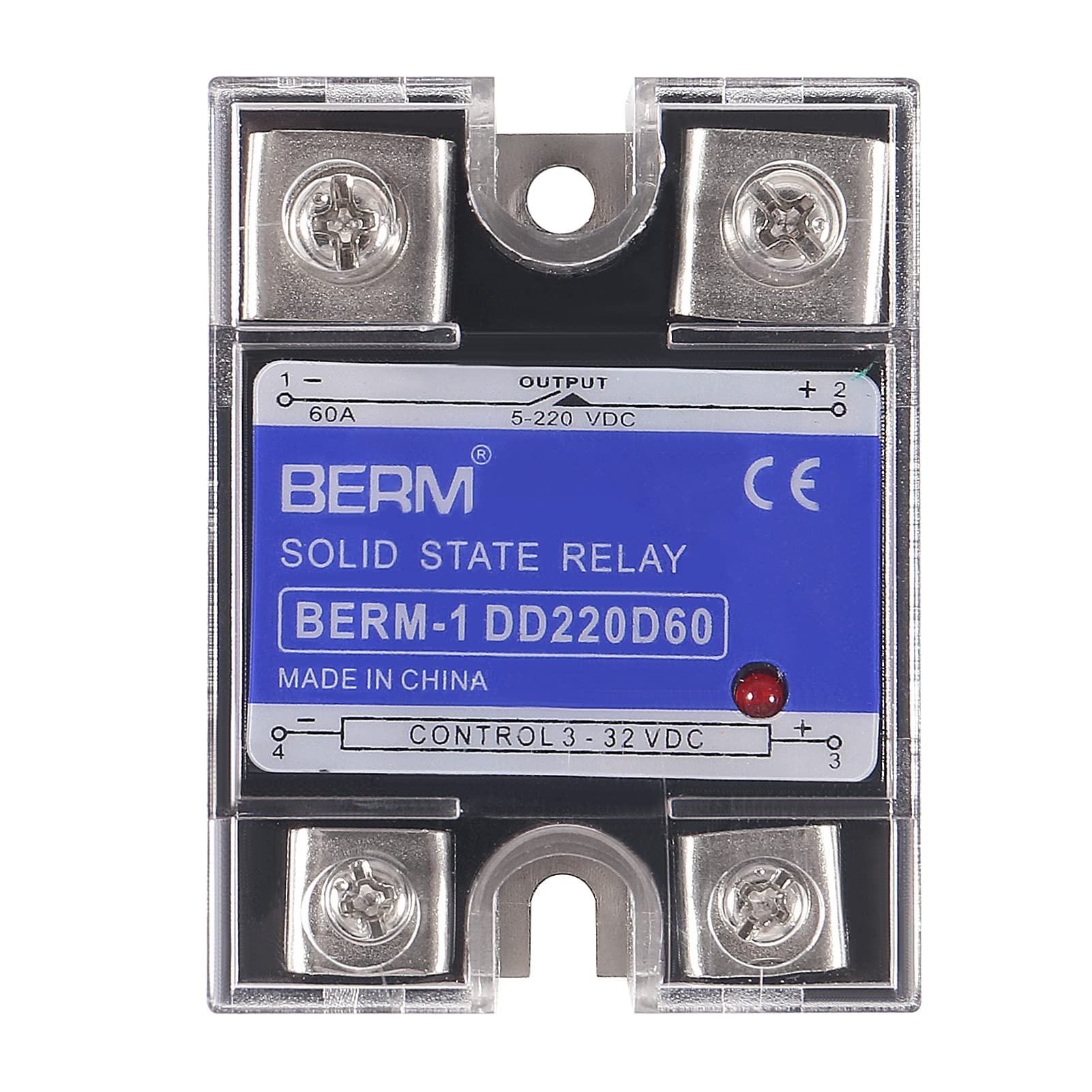 2PCS Relè a stato solido SSR-60DD DC a DC Ingresso 3-32VDC per uscita 5-240VDC 60A monofase con coperchio in plastica