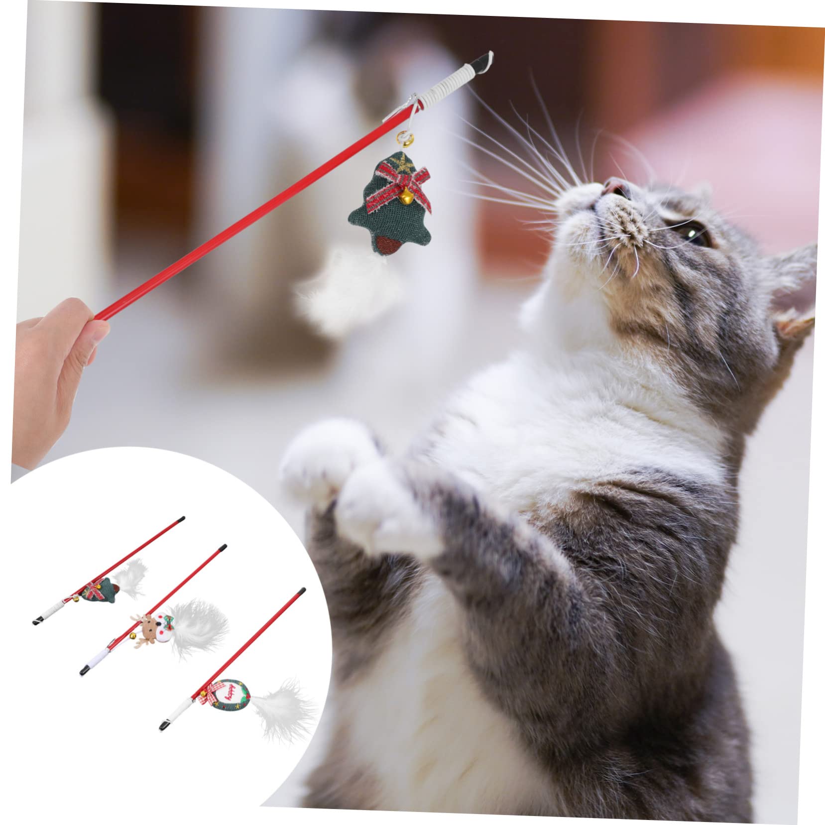 Juguetes para Gatos, Juguetes interactivos for Navidad, palitos y Campanas for entretener a Gatos Gatitos de Interior, Divertido Molar(Multix2pcs,30X0.3X0.3CMx2pcs)