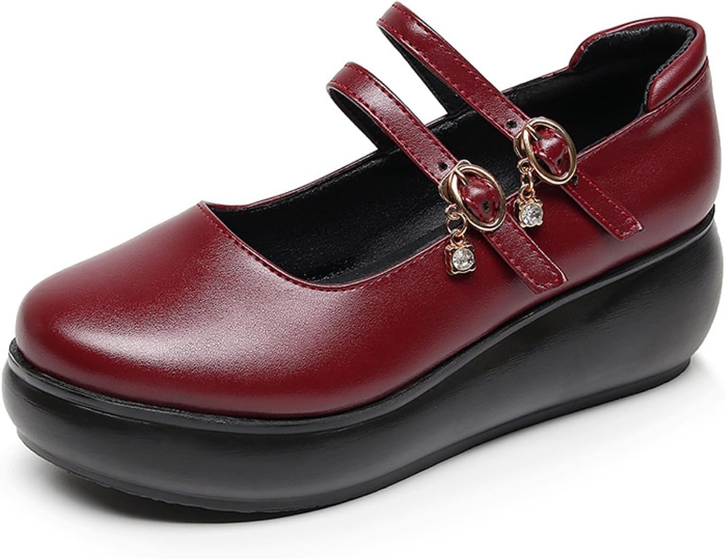 EnllerviiD Mary Jane Platform for Women Comfortable Round Toe Buckle Cute School Shoes Uniform Dress Shoes