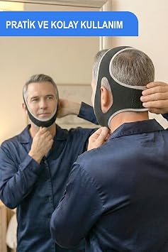Horlama Önleyici Çene Şekillendirici Toplayıcı Gıdı Giderici Yüz Maskesi Uyku Çene Boyun Bandı, Gri