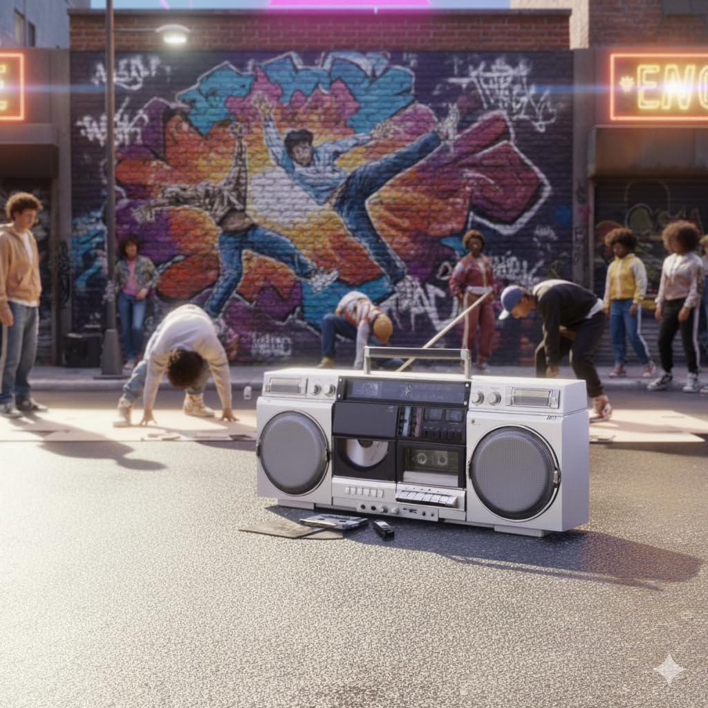 EUROtops DAB+-Boombox „Retro 1980er“ – Kassettendeck, CD, Bluetooth, USB, MicroSD, Radio, Aufnahmefunktion