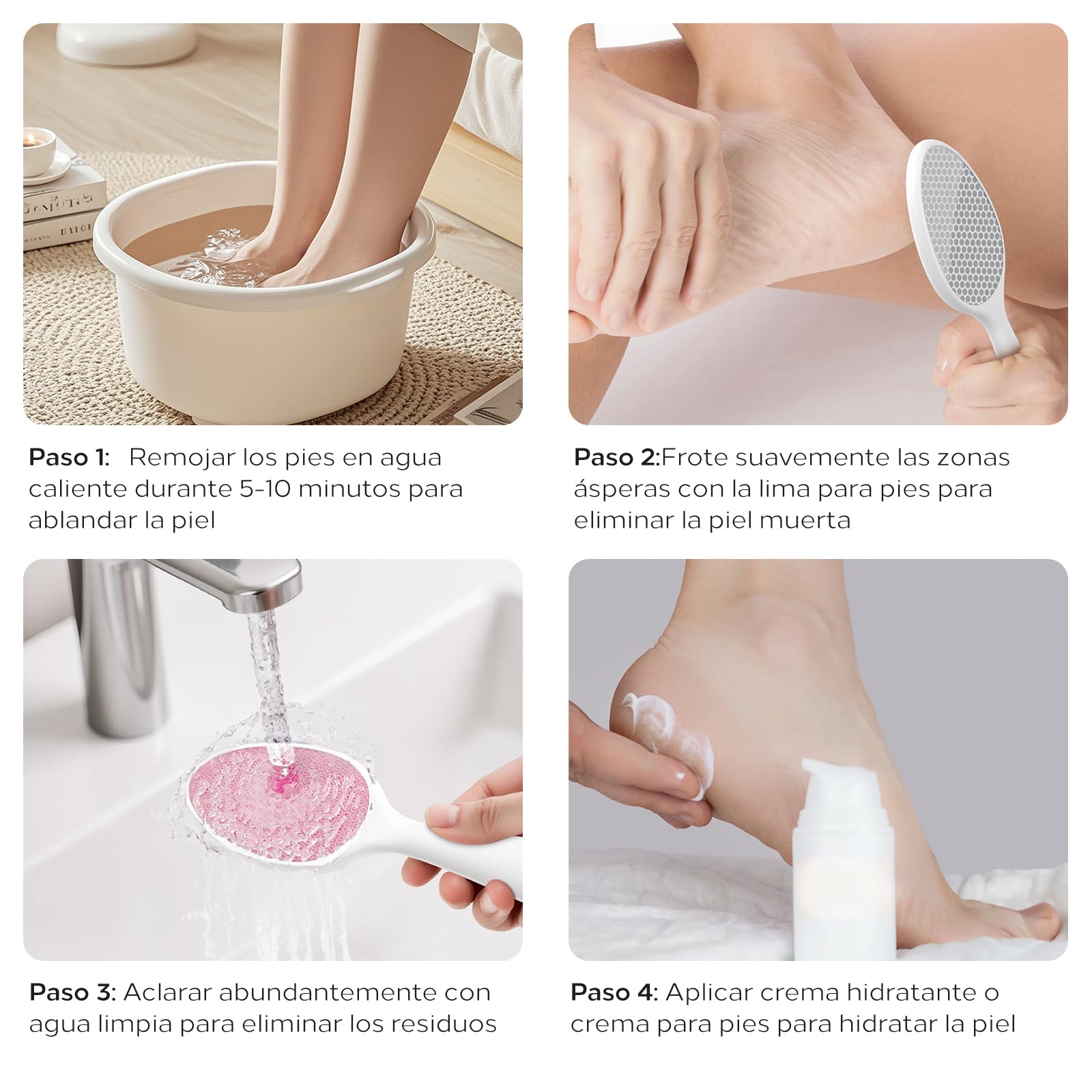 2 en 1 Lima Para Pies Nano Vidrio - Lima Pies y Removedor con Mango Largo, Elimina Durezas y Callosidades, Foot File Suave Profesional, Uso Húmedo/Seco -Rosa