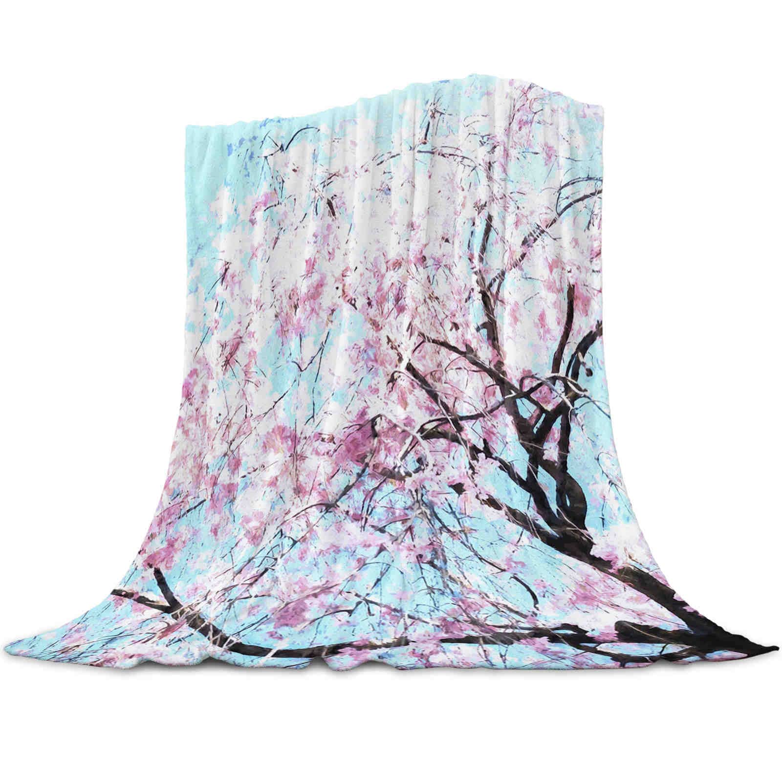 Coperte 3d Fiori di ciliegio Rosa Farfalla Albero Fiore Coperta calda Riposo per ufficio Divano Divano Copripiumino Lenzuolo Copriletto per la casa degli studenti