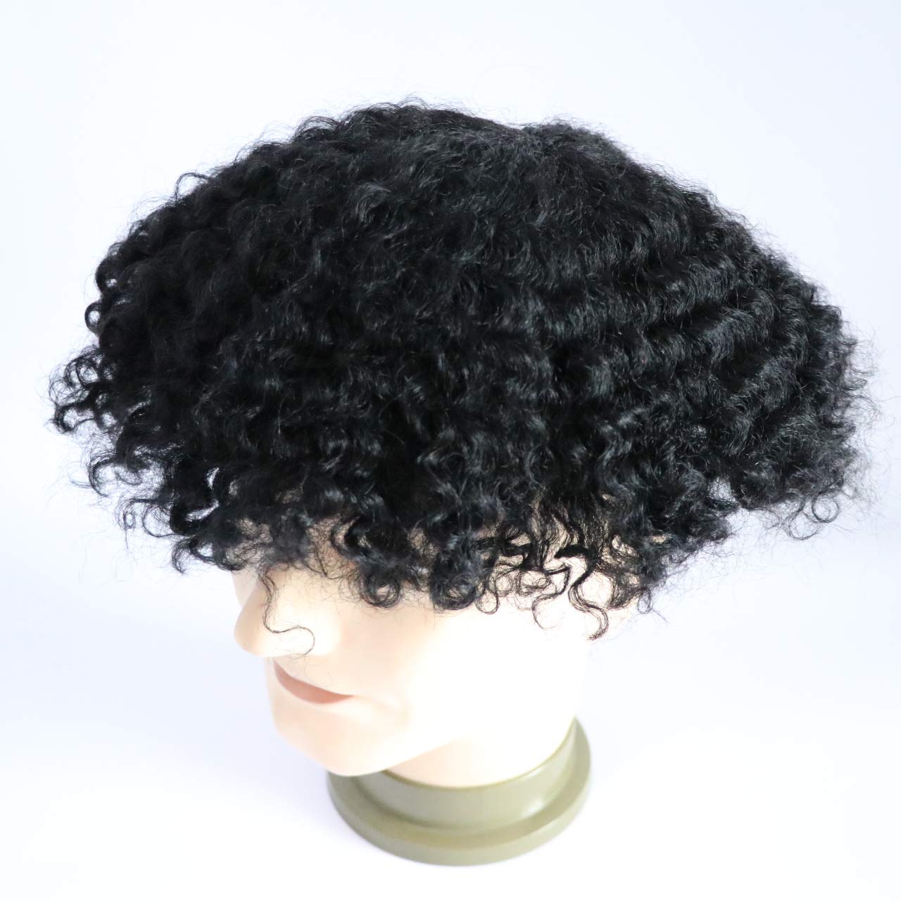 Amazon.com : Lumeng Toupee for Men Afro Kinky Curly Skin PU Human Hair Wigs  Human Hair 360 Wave Toupee hair system 1# jet black None Lace Full Wig for  Men (8X10) :