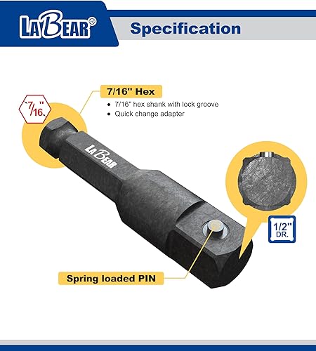 Miniatura 3 de Adaptador de impacto hexagonal 716 a 12, destornillador de impacto 716, adaptador de impacto de 716 a 12, 12 "Ext. cuadrado, hexagonal de 716",